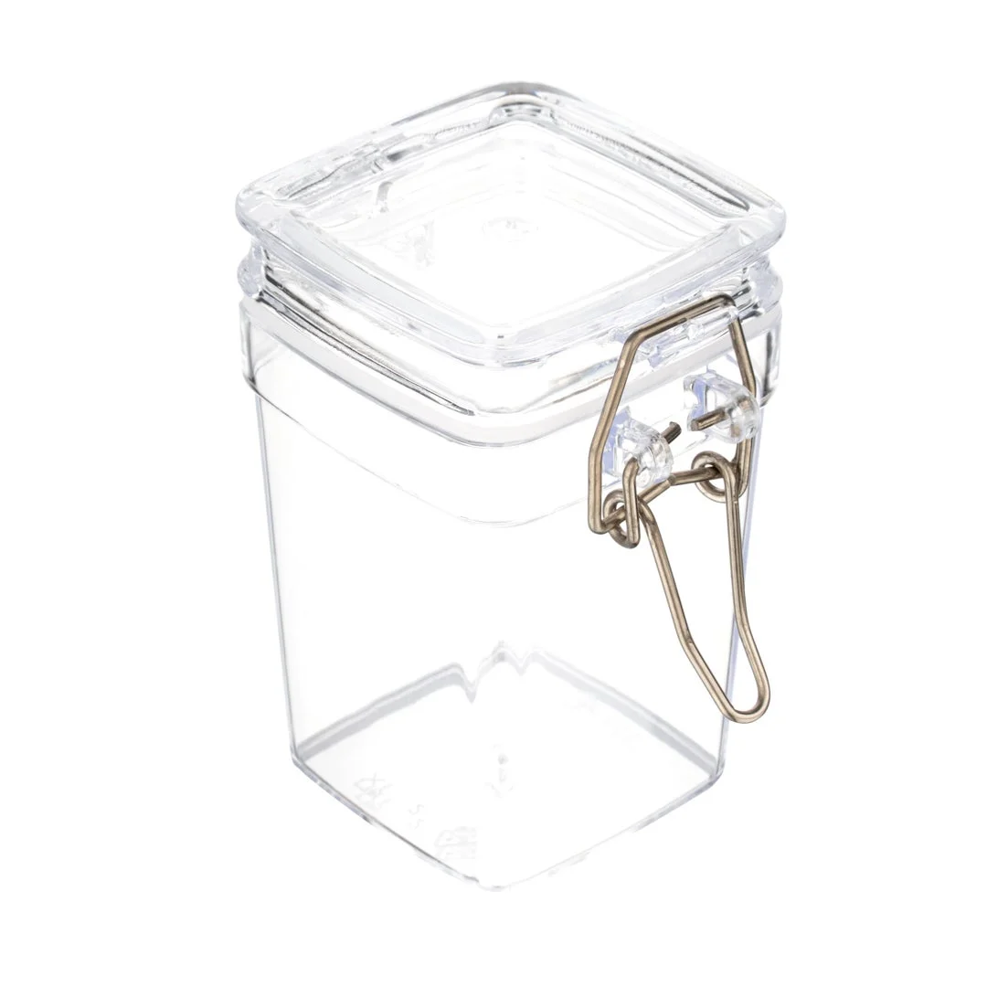 Jars, Mason, 3 Ounce, Square, Clear, Plastic, with Clamp Lid,1 - 100 COUNT