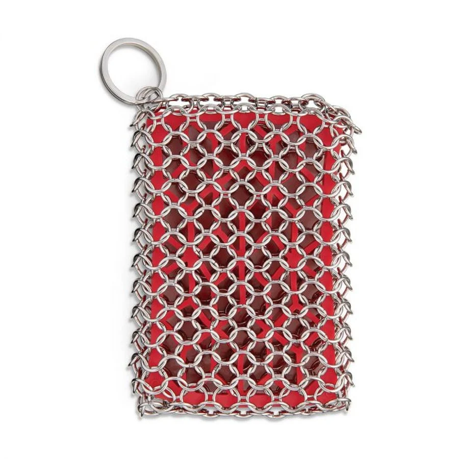 Pads, Scrubber, Heavy-Duty, Cast Iron, Stainless Steel Chain, with Silicone Core,6 - 1 EACH