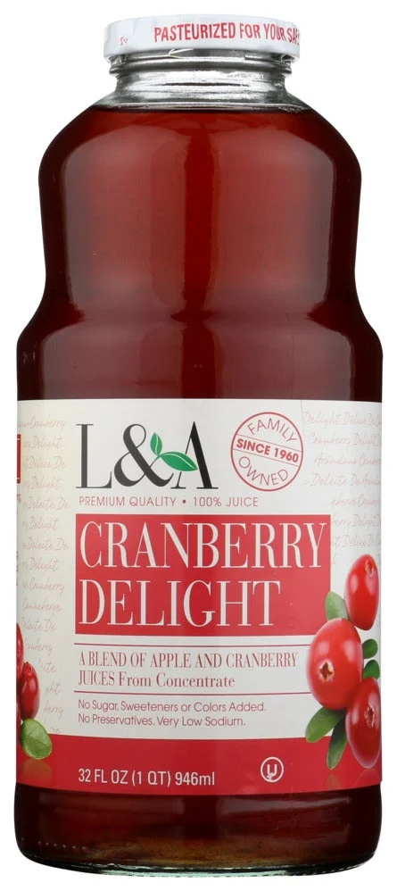 Juice, Cranberry Delight, 100%, No Sugar Added, Shelf-Stable,6 - 32 FLUID