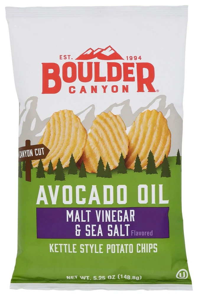 Chips, Potato, Canyon-Cut Kettle, Malt Vinegar & Sea Salt, Made with Avocado Oil,12 - 5.25 OUNCE
