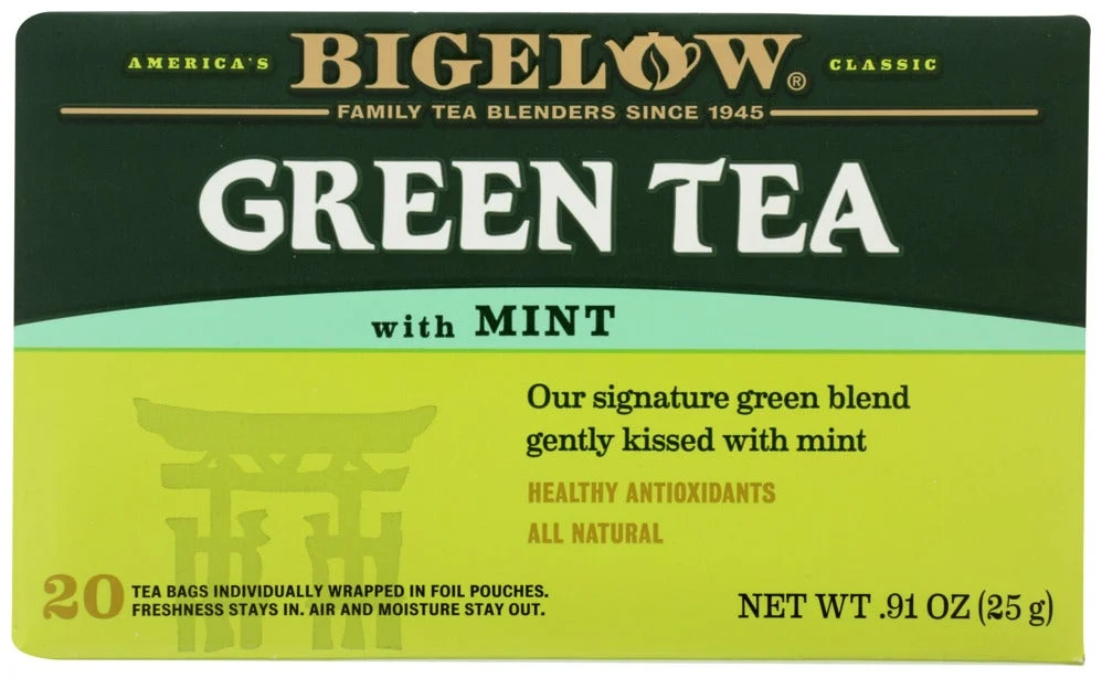 Tea, Green, Mint, Individually Wrapped with String,6 - 20 COUNT