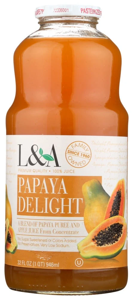 Juice, Papaya, 100%, No Sugar Added, Shelf-Stable,6 - 32 FLUID