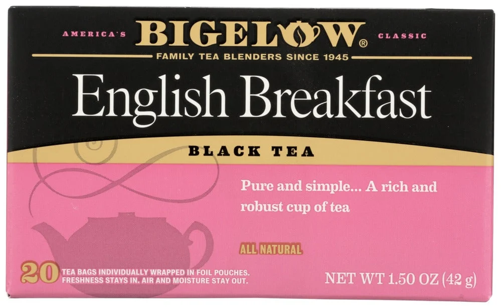 Tea, Black, English Breakfast, Individually Wrapped with String,6 - 20 COUNT