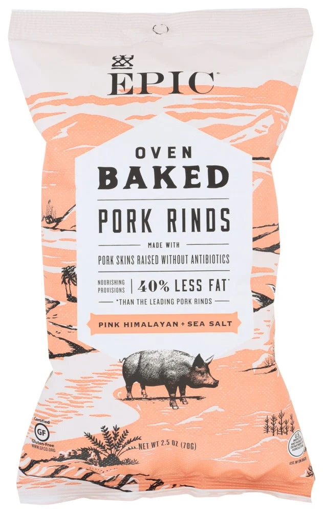 Pork Rinds, Baked, Pink Himalayan Sea Salt,12 - 2.5 OUNCE