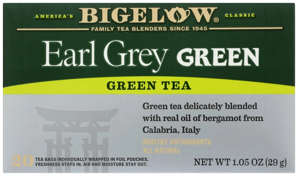 Tea, Green, Earl Grey, Individually Wrapped with String,6 - 20 COUNT