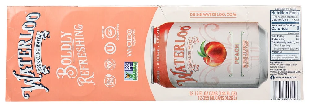 Water, Sparkling, Peach, 12 Fluid Ounce,2 - 12 COUNT