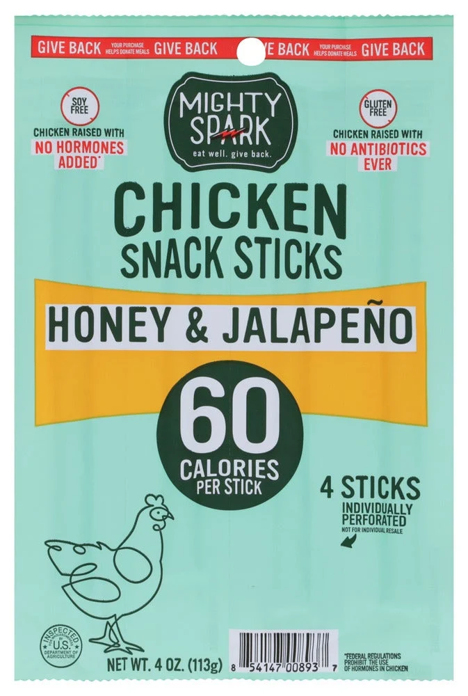 Snack Sticks, Chicken, Honey Jalapeno, Individually-Wrapped,8 - 4 OUNCE