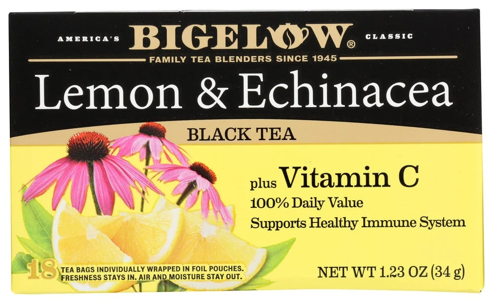 Tea, Black, Lemon & Echinacea, Individually Wrapped with String,6 - 18 COUNT