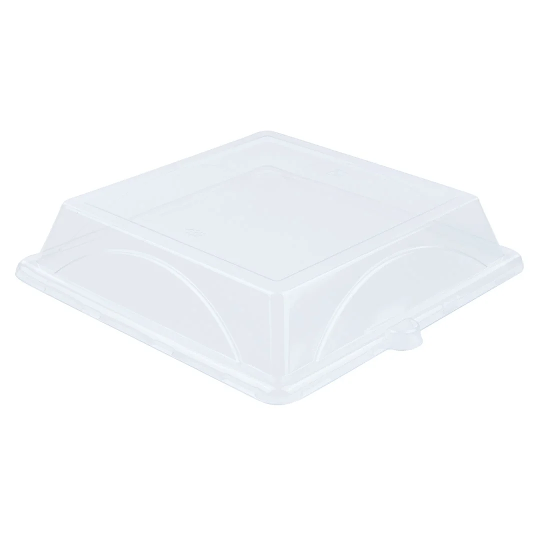 Lids, Dome, Plastic, Clear, Square, for Sugarcane Bagasse Large Plates,1 - 100 COUNT
