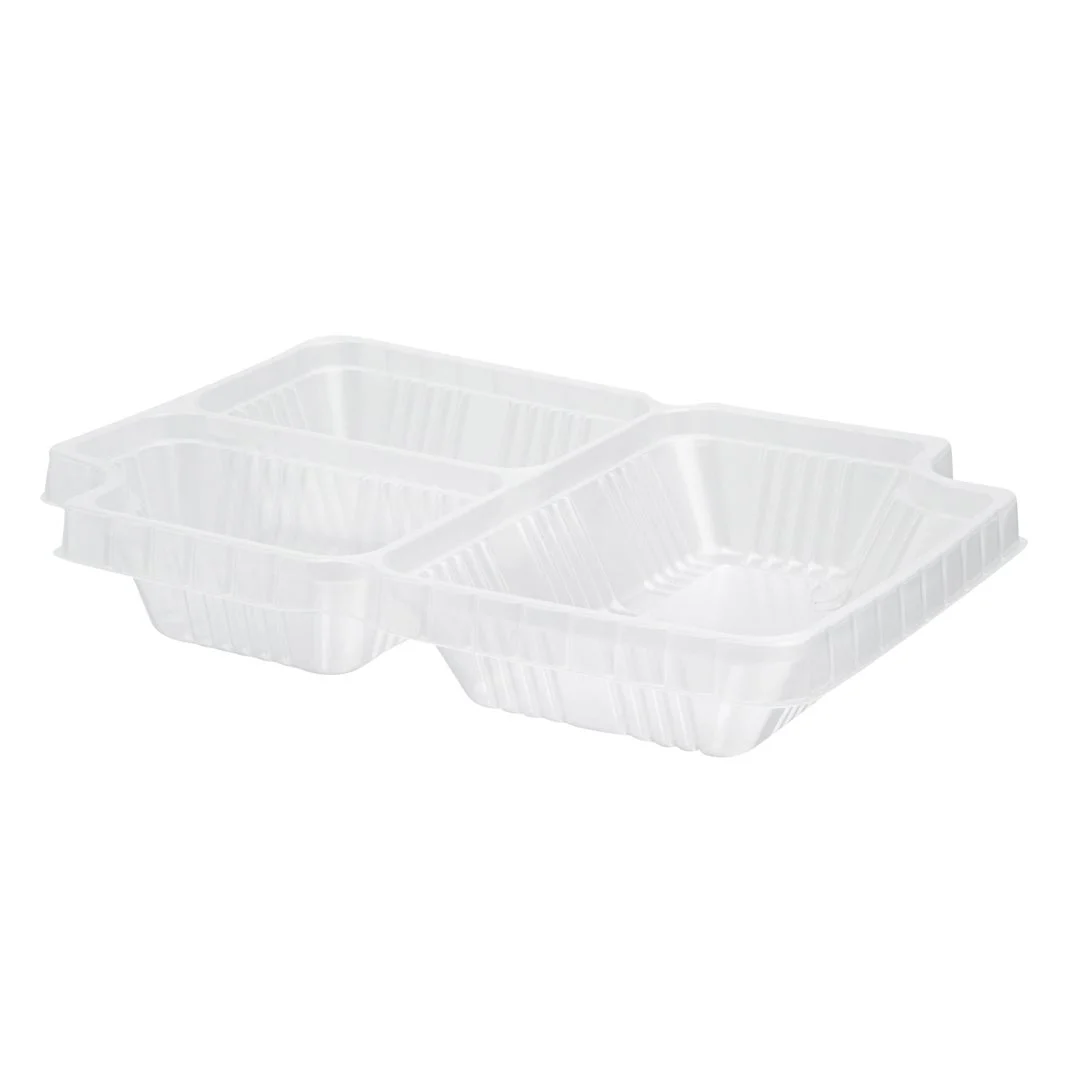 Trays, 3-Compartment Insert, 14 Ounce, Microwavable Plastic, Clear, Rectangular, for 34 Ounce Containers,1 - 100 COUNT