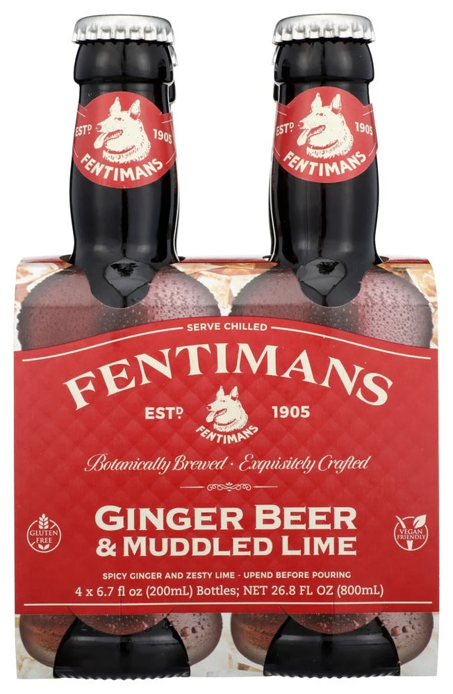 Soft Drink, Ginger Beer, with Muddled Lime, Single-Serve, Glass, 6.7 Fluid Ounce,6 - 4 COUNT
