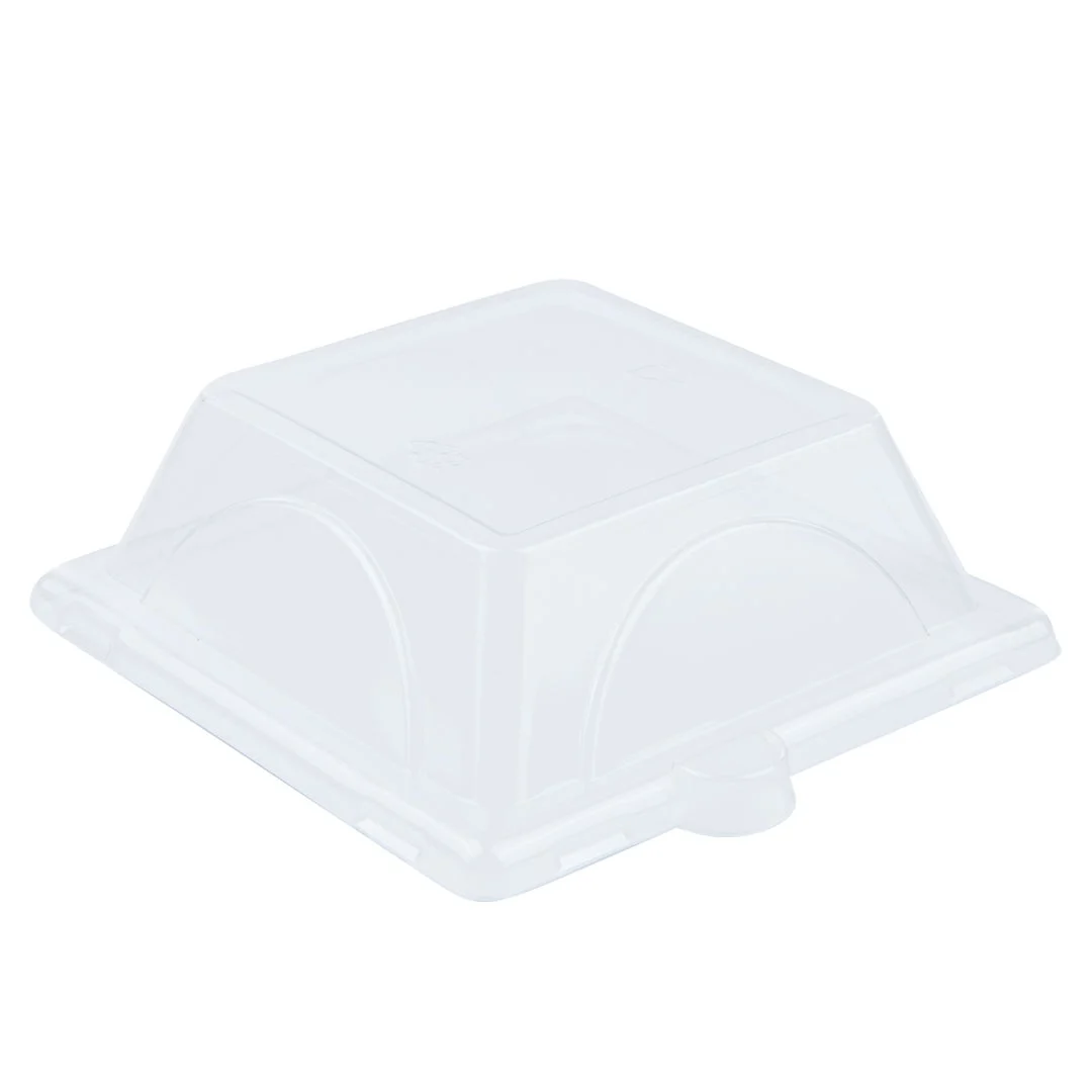 Lids, Dome, Plastic, Clear, Square, for Sugarcane Bagasse Small Plates,1 - 100 COUNT