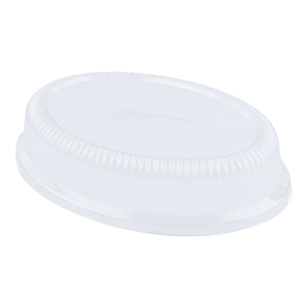 Lids, Ripple Dome, Plastic, Clear, Oval, for Sugarcane Bagasse Plates,1 - 100 COUNT