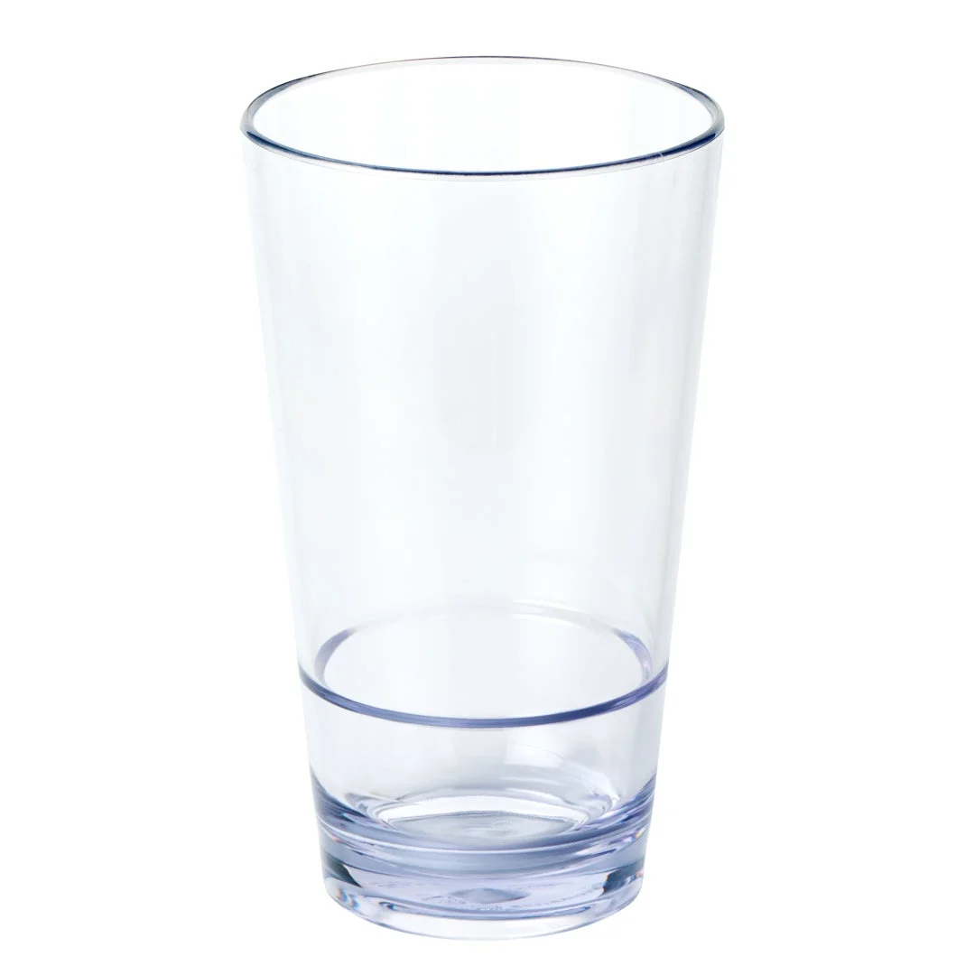 Glasses, Pint, 16 Ounce, Stackable Plastic, Clear, 3.5 x 3.5 x 5.75 Inch,1 - 12 COUNT