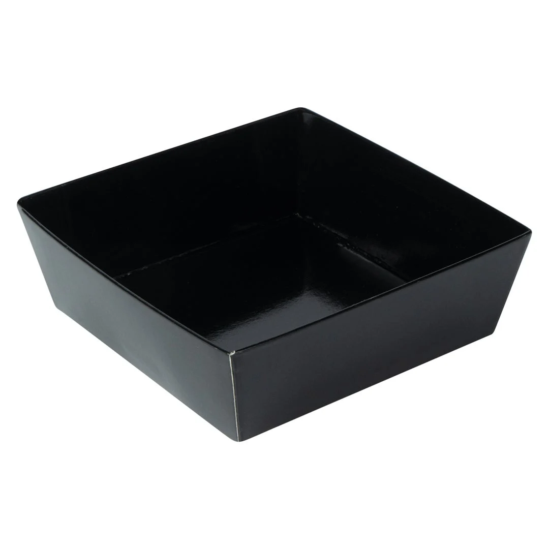 Containers, Tetra Sushi, 3.75 x 3.75 x 1.5 Inch, Paper, Black, Square,1 - 100 COUNT