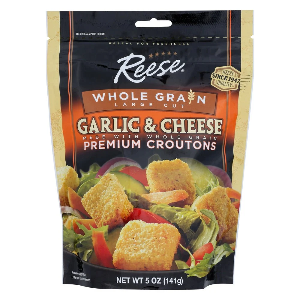 Croutons, Garlic & Cheese, Premium, Whole Grain Large Cut,12 - 5 OUNCE