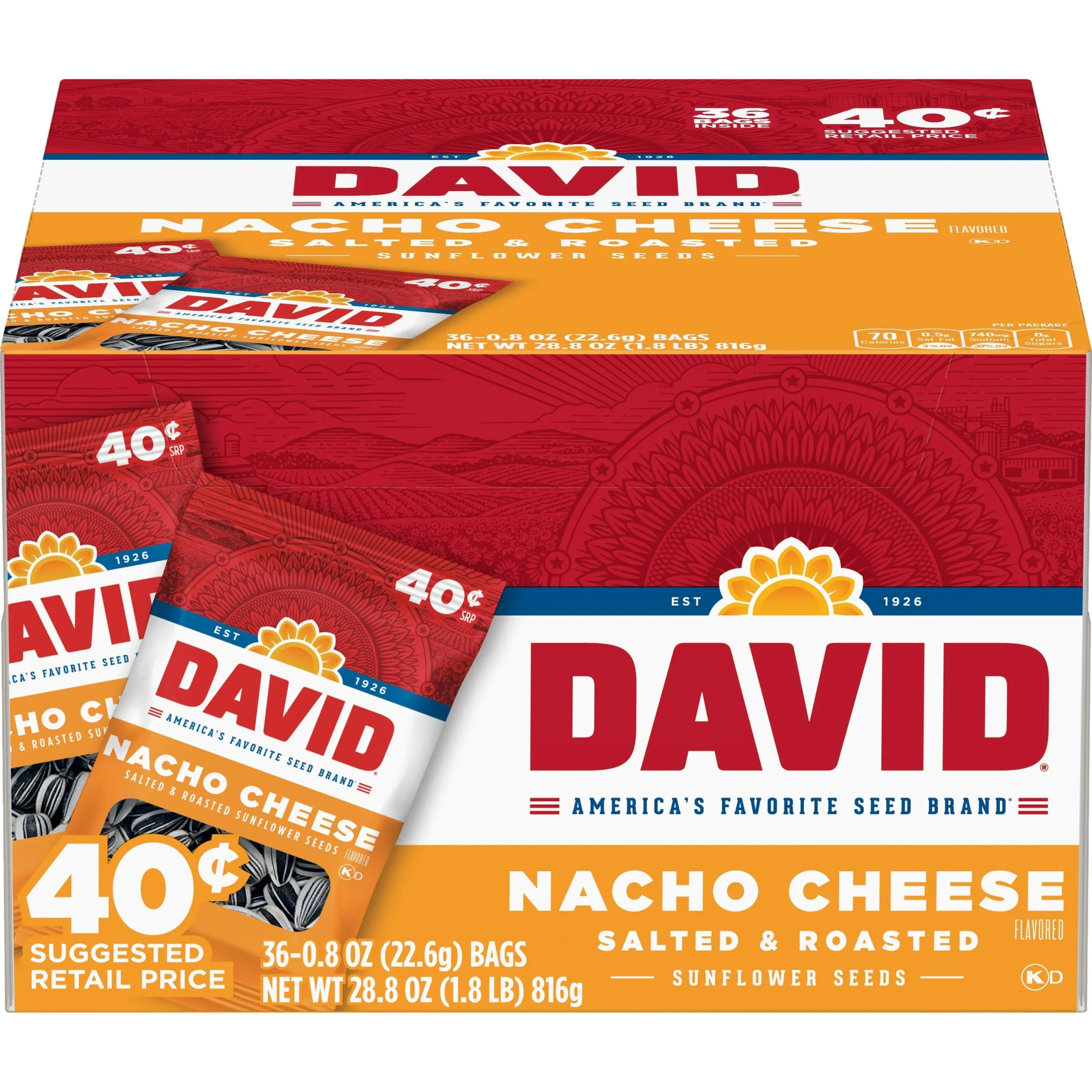 Seeds, Nacho Cheese Sunflower, Roasted & Salted, 0.8 Ounce,9 - 36 COUNT