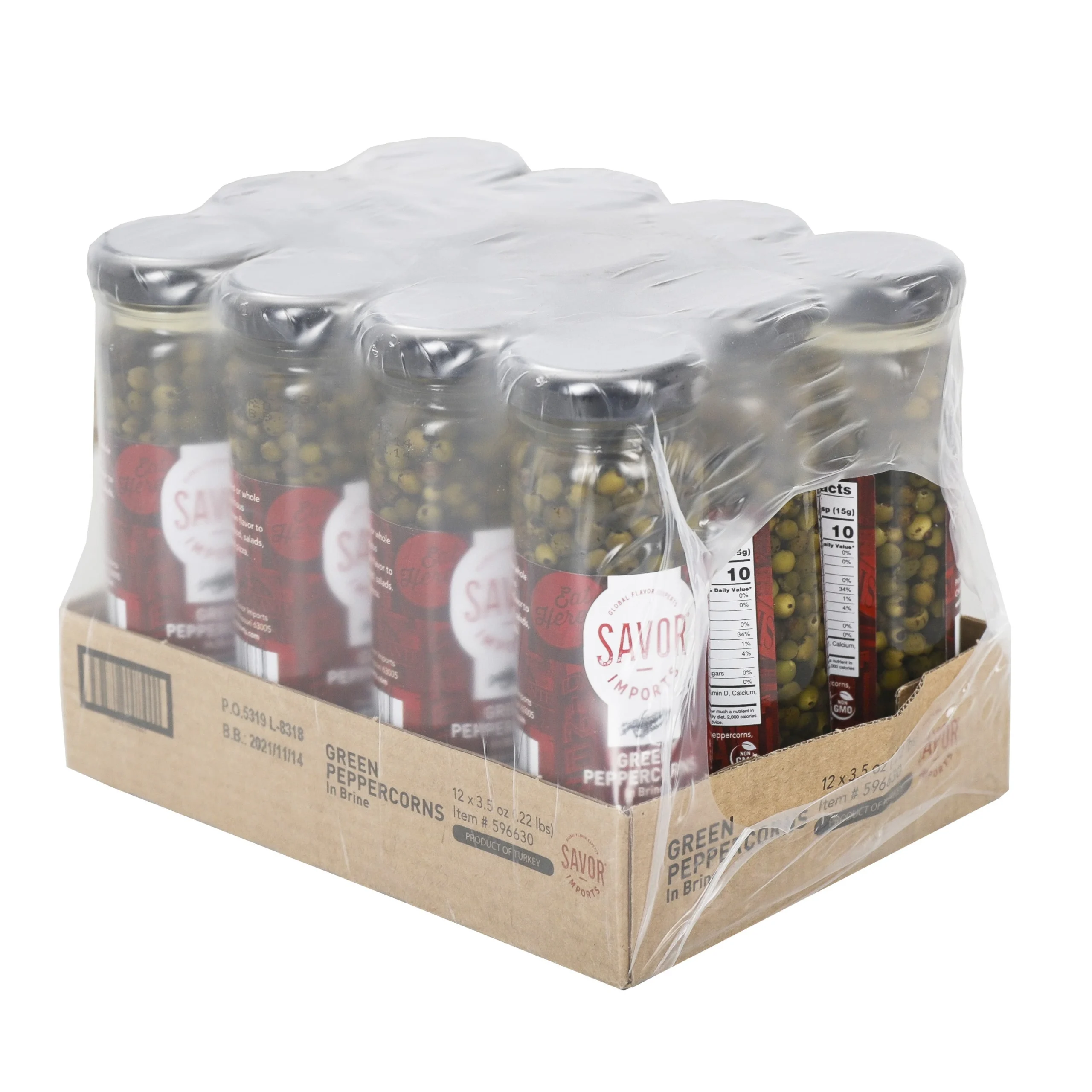 Peppercorns, Green, Whole, in Brine,12 - 3.5 OUNCE