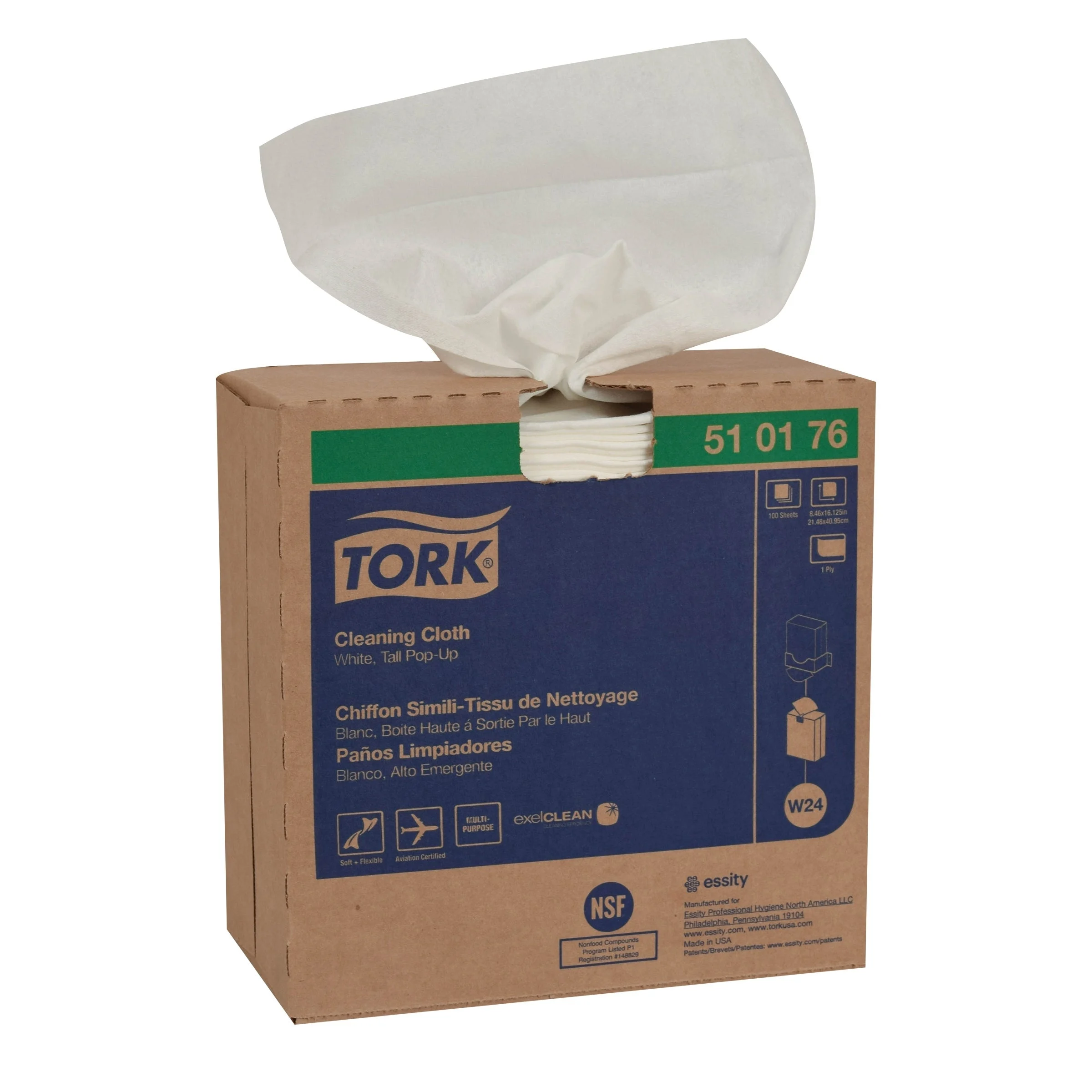 Cloths, Cleaning, 1-Ply, White, 8.27 x 16.13 Inch, Pop-Up Box,10 - 100 COUNT