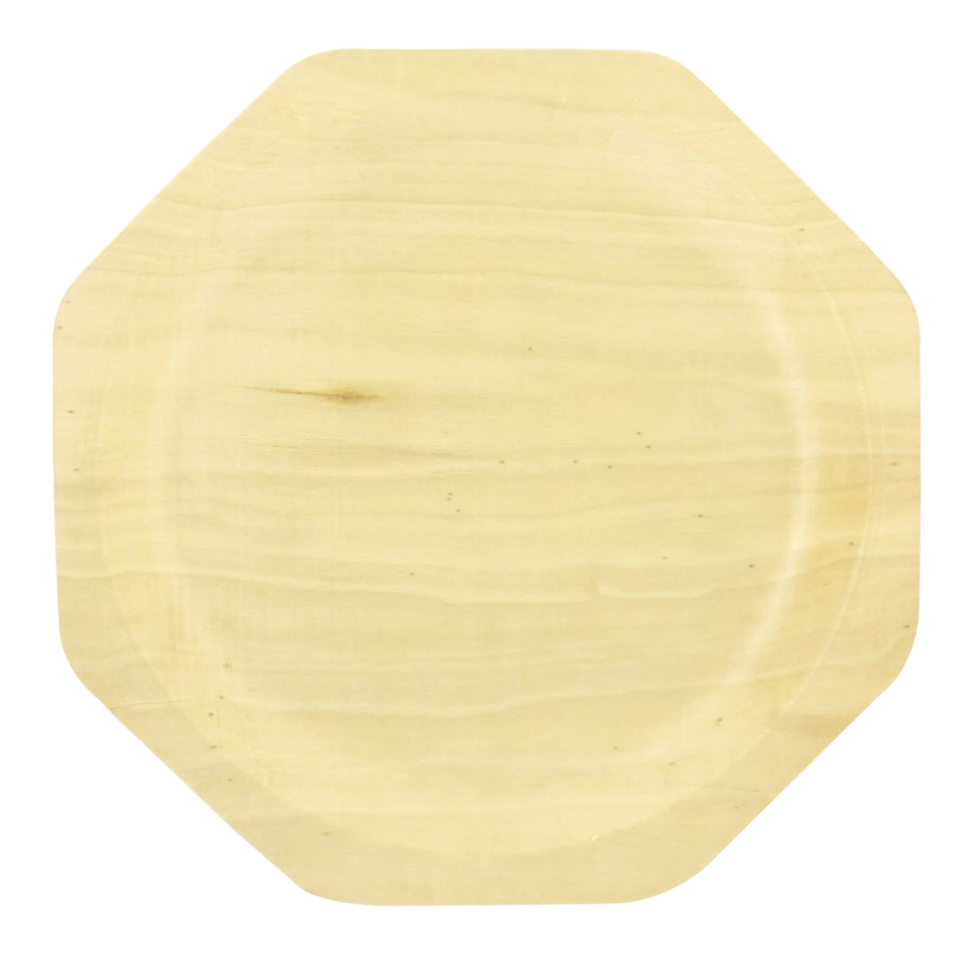 Plates, 10 Inch, Wooden, Natural, Octogonal, Biodegradeable, 10 Linear Inch,20 - 10 COUNT