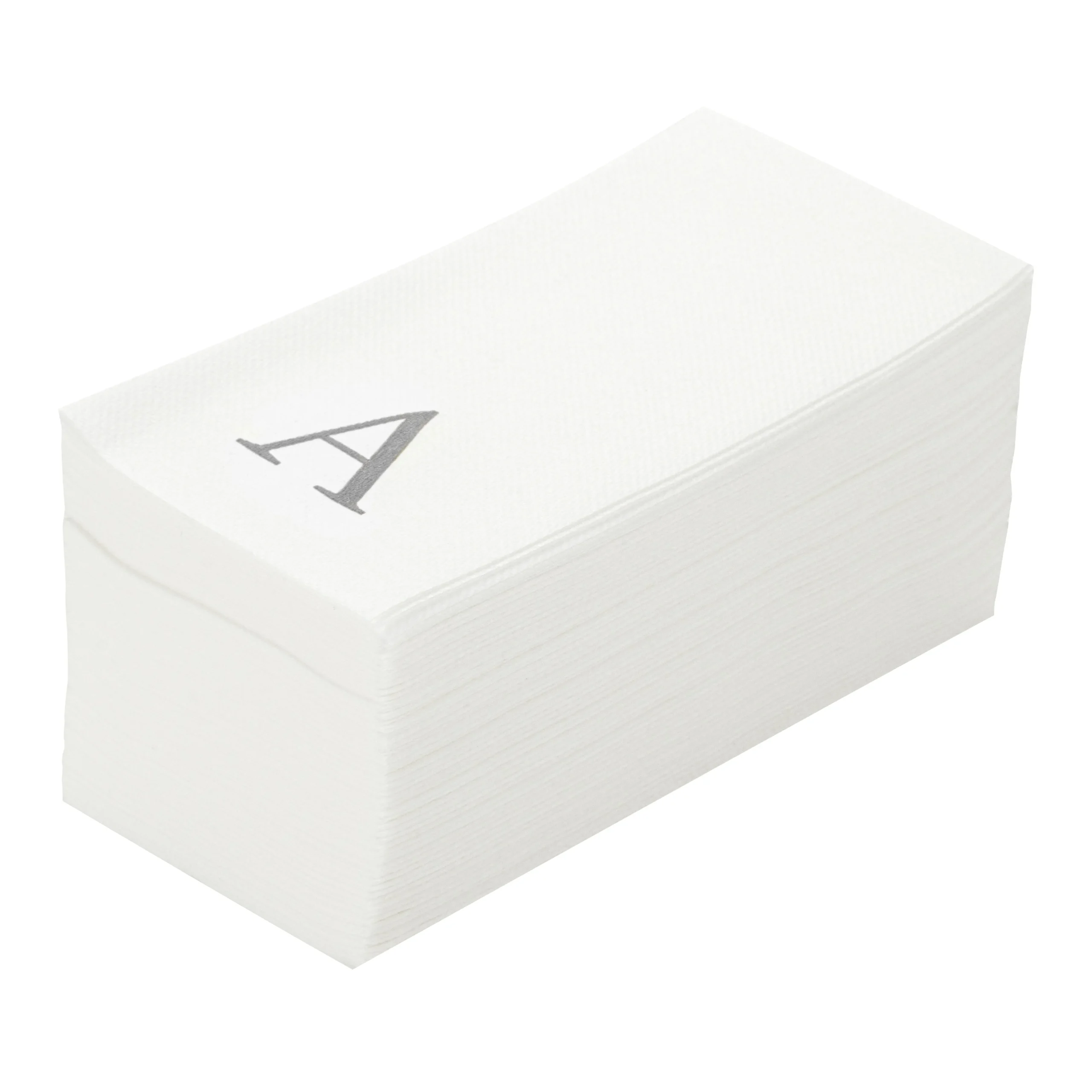 Towels, Guest, Luxenap, Linen-Like, White, with Silver Sans Serif Letter A, Air Laid, 15.75 x 8 Inch,50 - 1 EACH