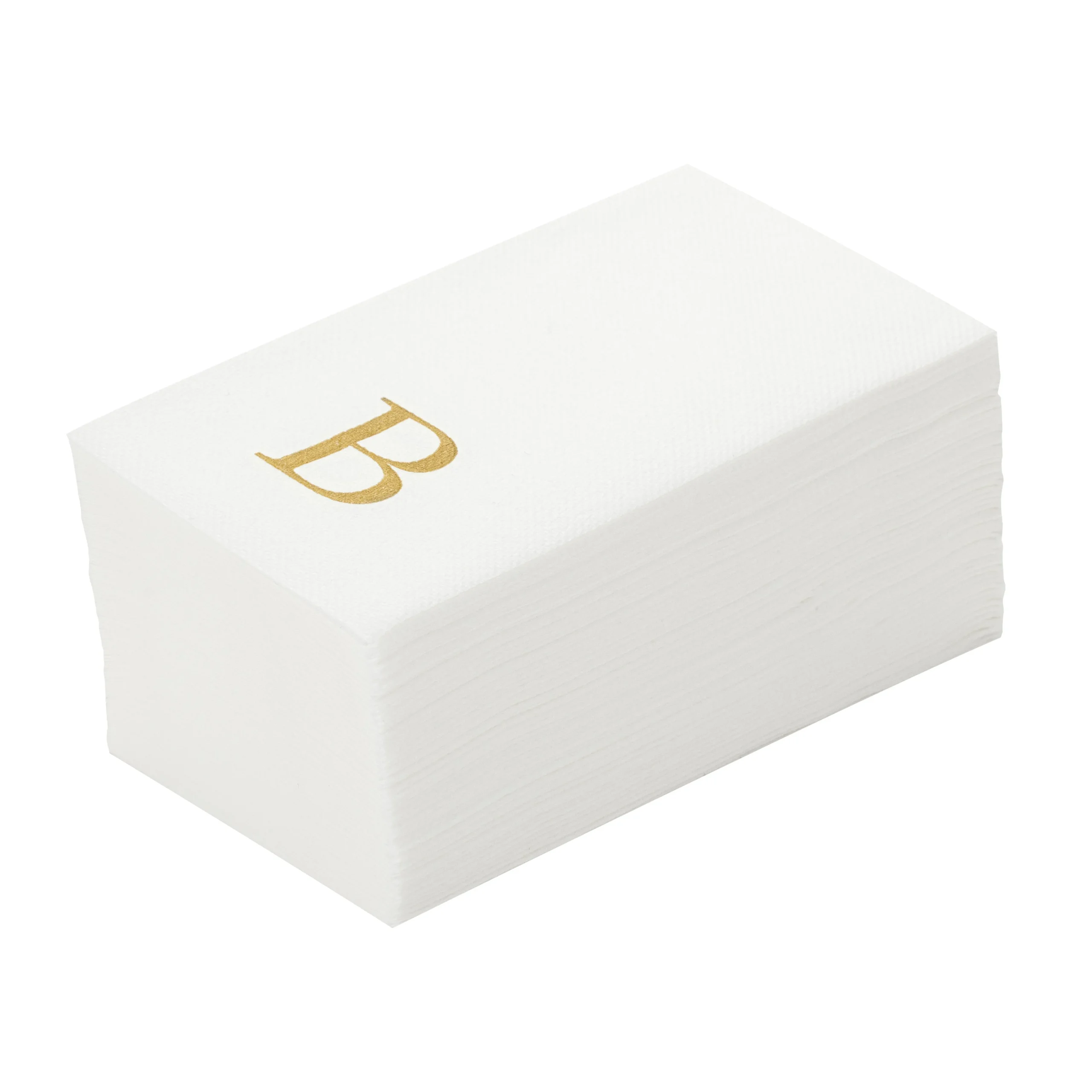Towels, Guest, Luxenap, Linen-Like, White, with Gold Sans Serif Letter B, Air Laid, 15.75 x 8 Inch,50 - 1 EACH