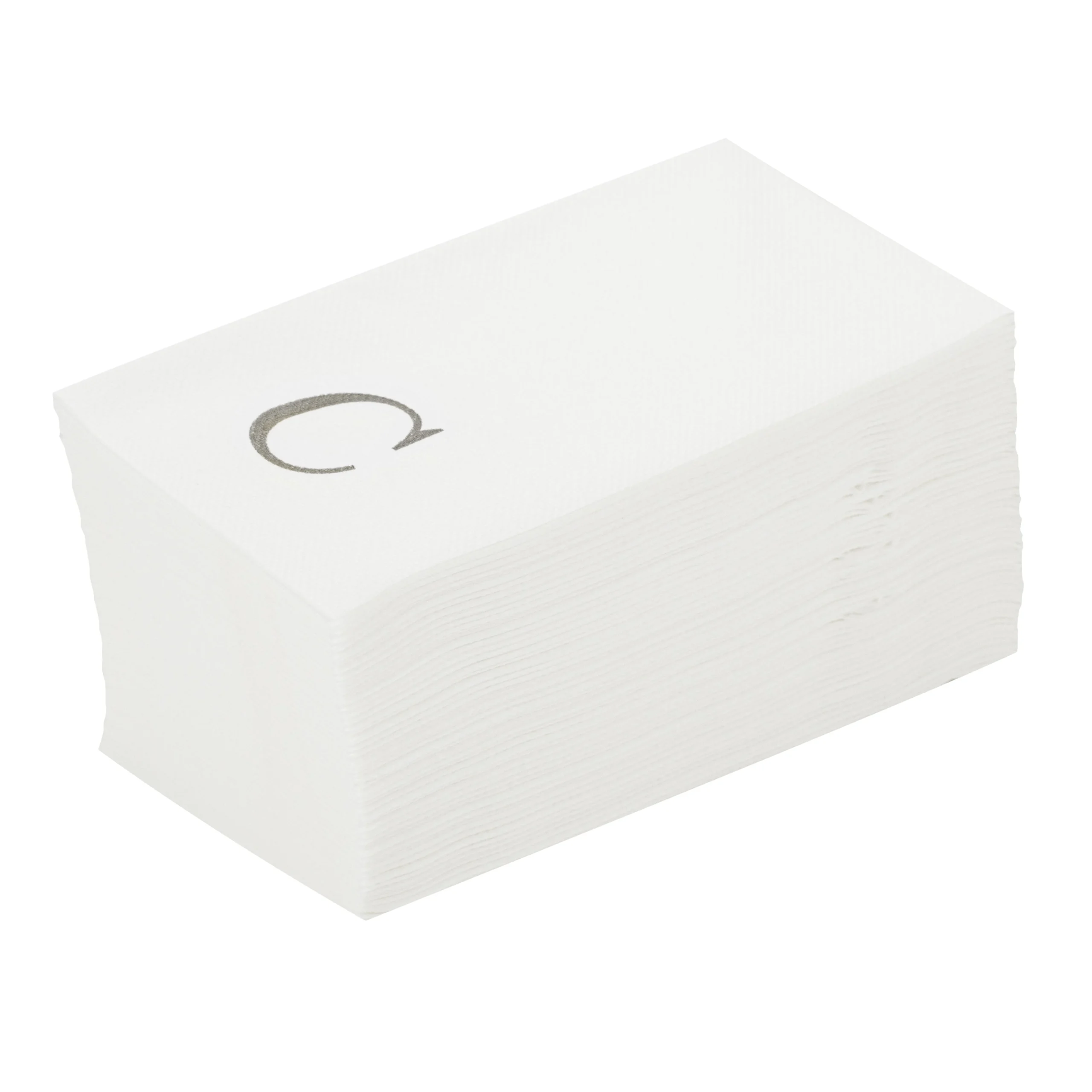 Towels, Guest, Luxenap, Linen-Like, White, with Silver Sans Serif Letter C, Air Laid, 15.75 x 8 Inch,50 - 1 EACH