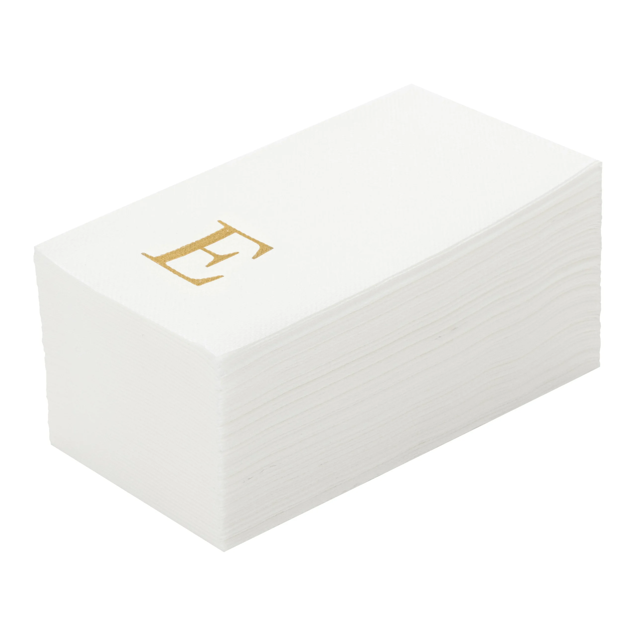 Towels, Guest, Luxenap, Linen-Like, White, with Gold Sans Serif Letter E, Air Laid, 15.75 x 8 Inch,50 - 1 EACH