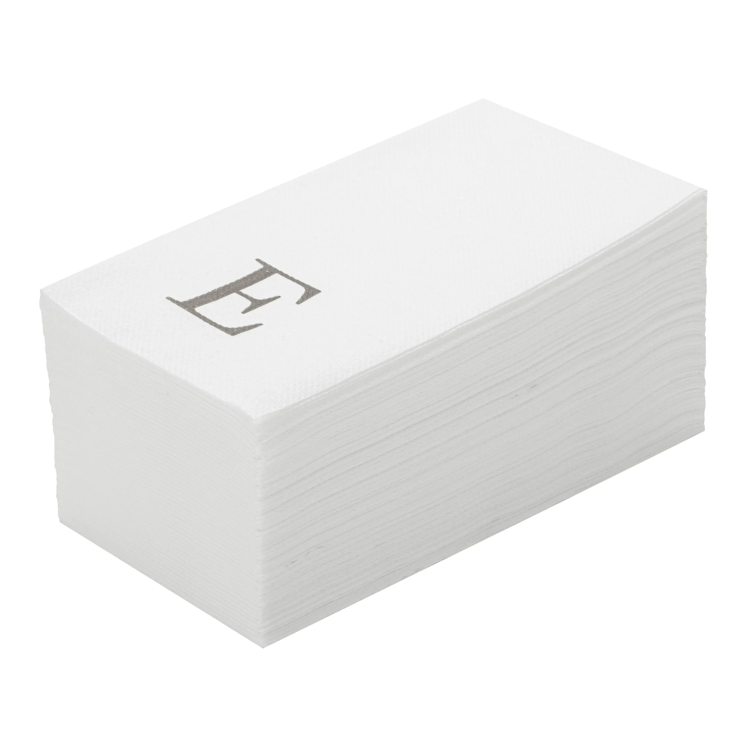 Towels, Guest, Luxenap, Linen-Like, White, with Silver Sans Serif Letter E, Air Laid, 15.75 x 8 Inch,50 - 1 EACH