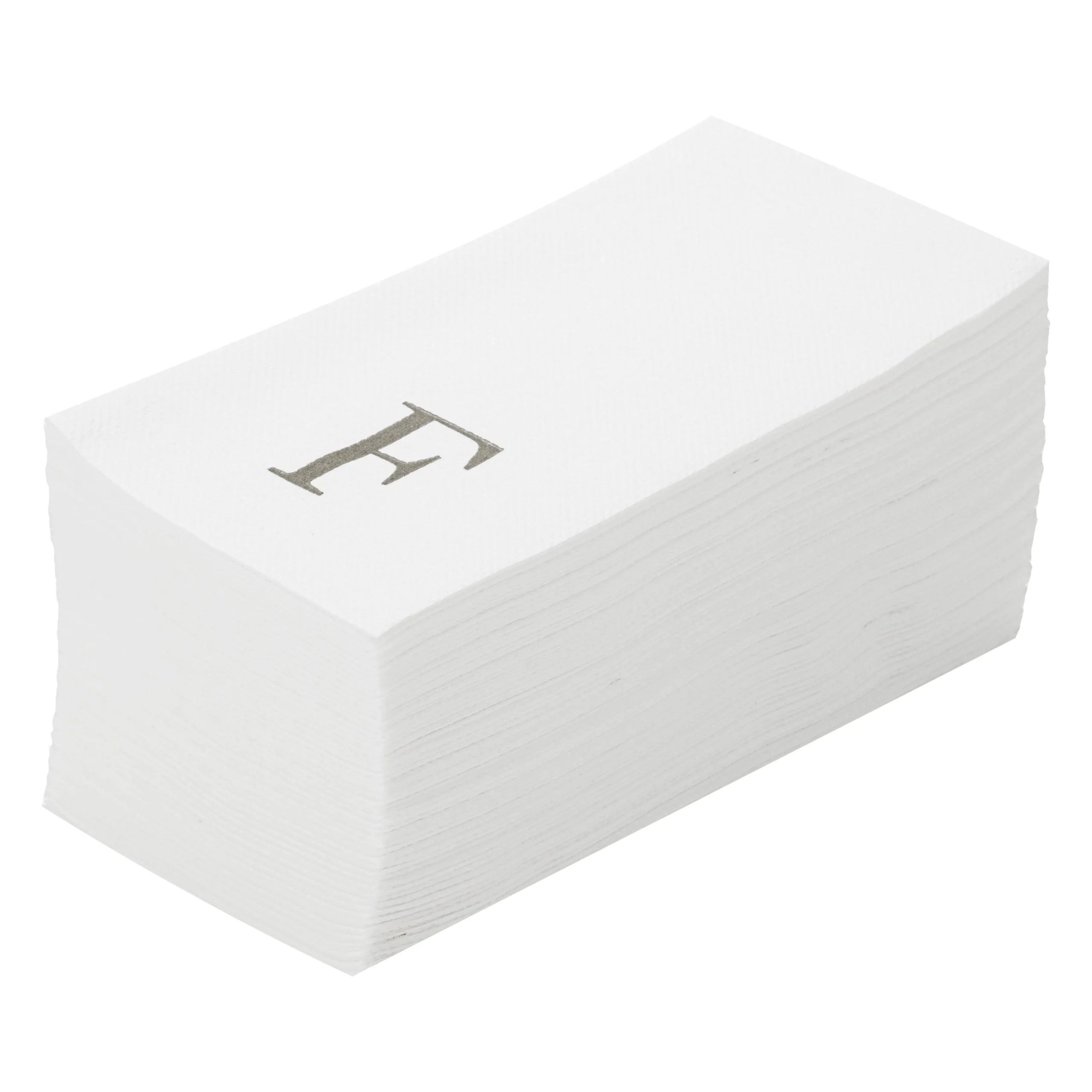 Towels, Guest, Luxenap, Linen-Like, White, with Silver Sans Serif Letter F, Air Laid, 15.75 x 8 Inch,50 - 1 EACH