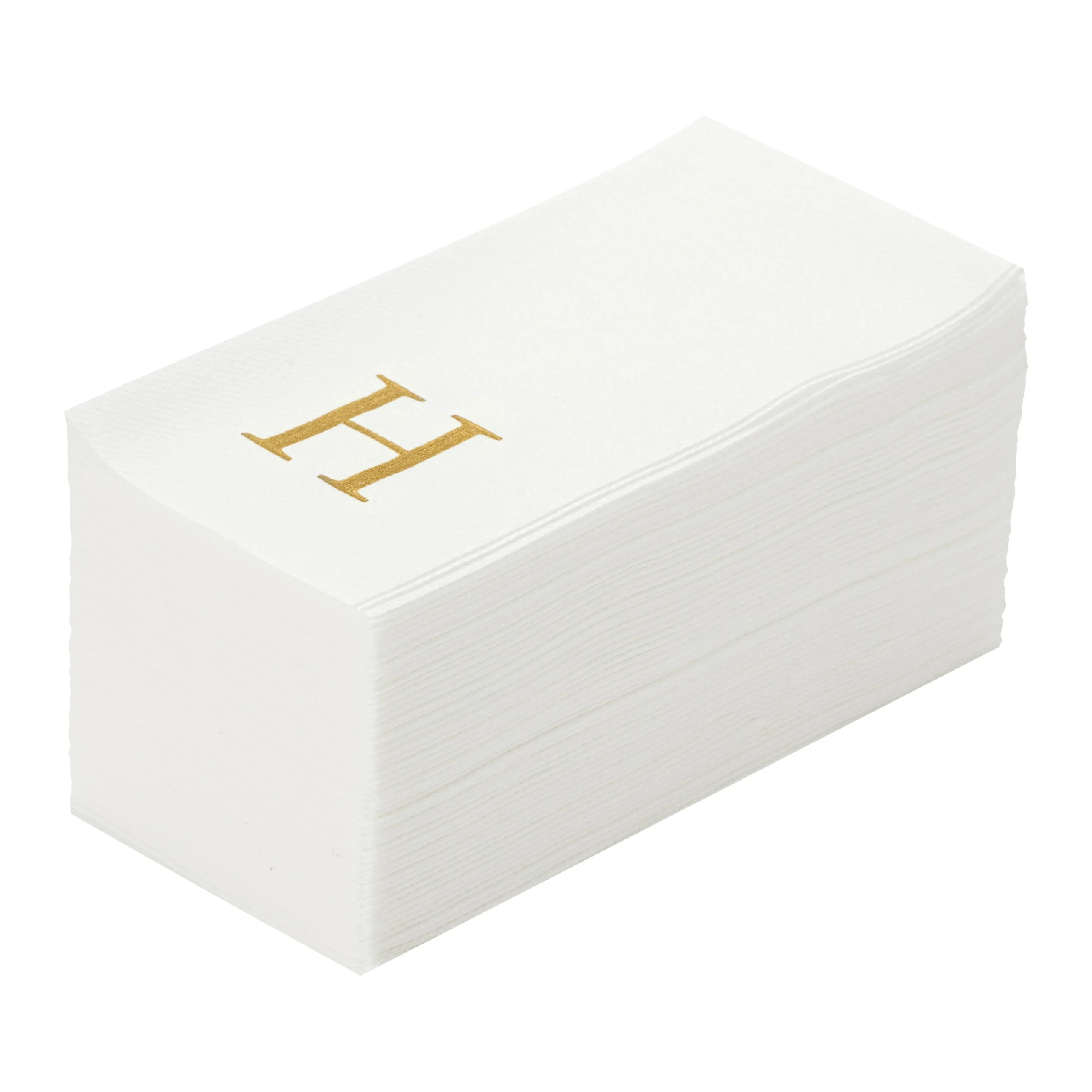 Towels, Guest, Luxenap, Linen-Like, White, with Gold Sans Serif Letter H, Air Laid, 15.75 x 8 Inch,50 - 1 EACH
