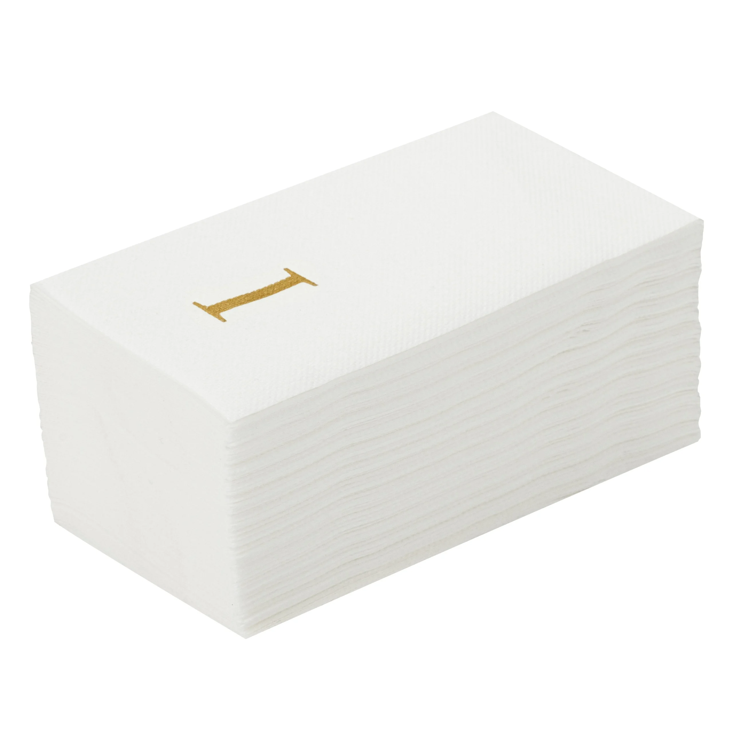 Towels, Guest, Luxenap, Linen-Like, White, with Gold Sans Serif Letter I, Air Laid, 15.75 x 8 Inch,50 - 1 EACH