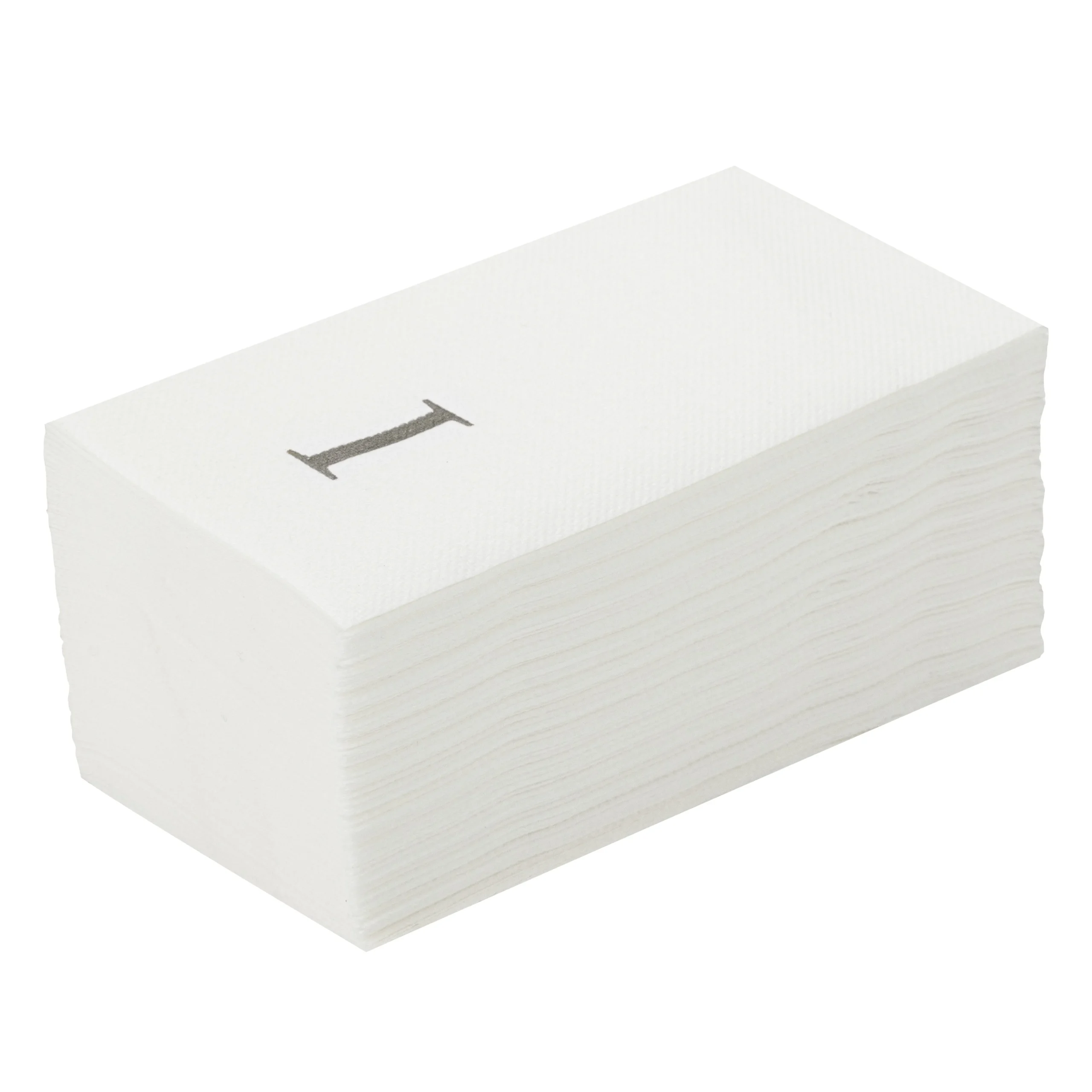 Towels, Guest, Luxenap, Linen-Like, White, with Silver Sans Serif Letter I, Air Laid, 15.75 x 8 Inch,50 - 1 EACH