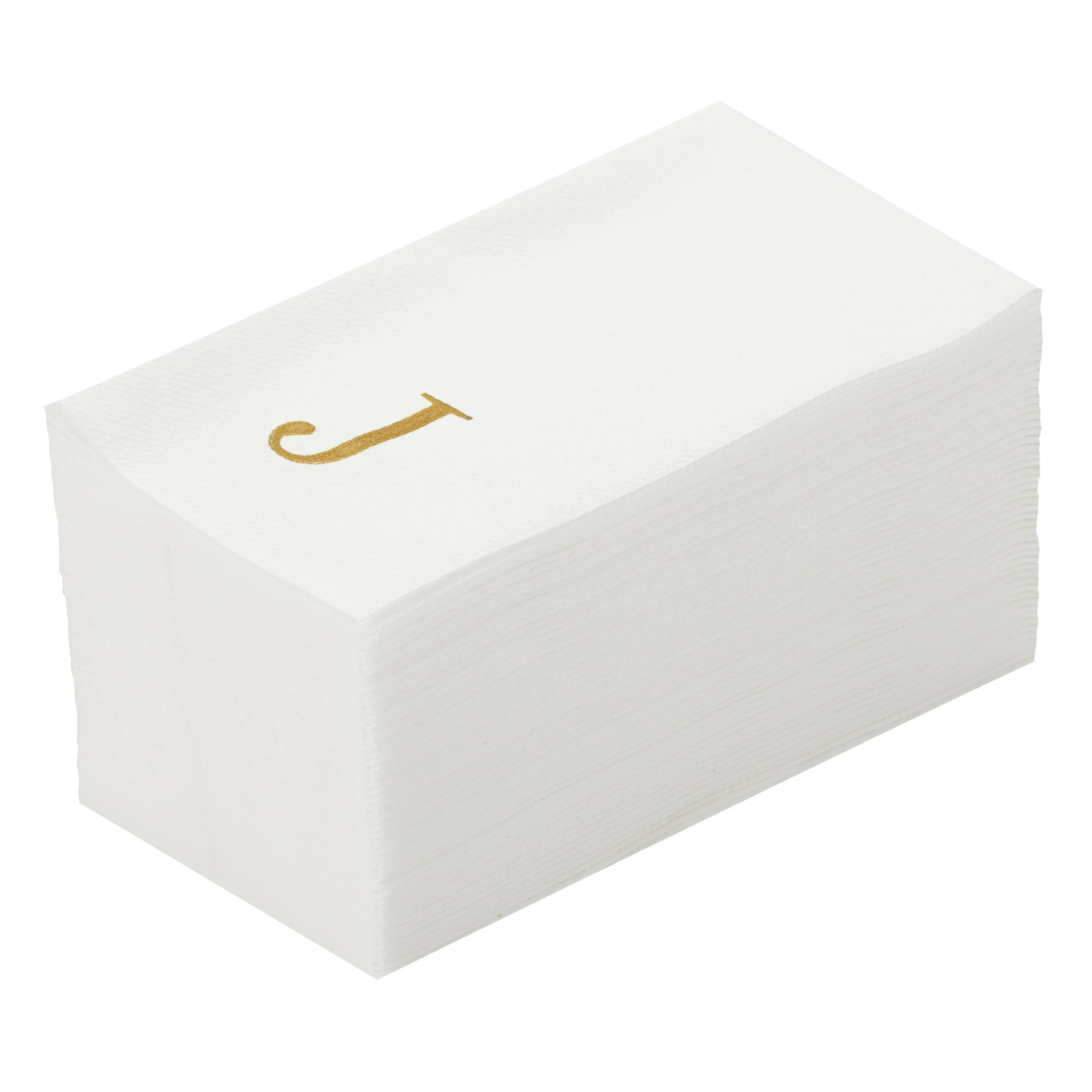 Towels, Guest, Luxenap, Linen-Like, White, with Gold Sans Serif Letter J, Air Laid, 15.75 x 8 Inch,50 - 1 EACH