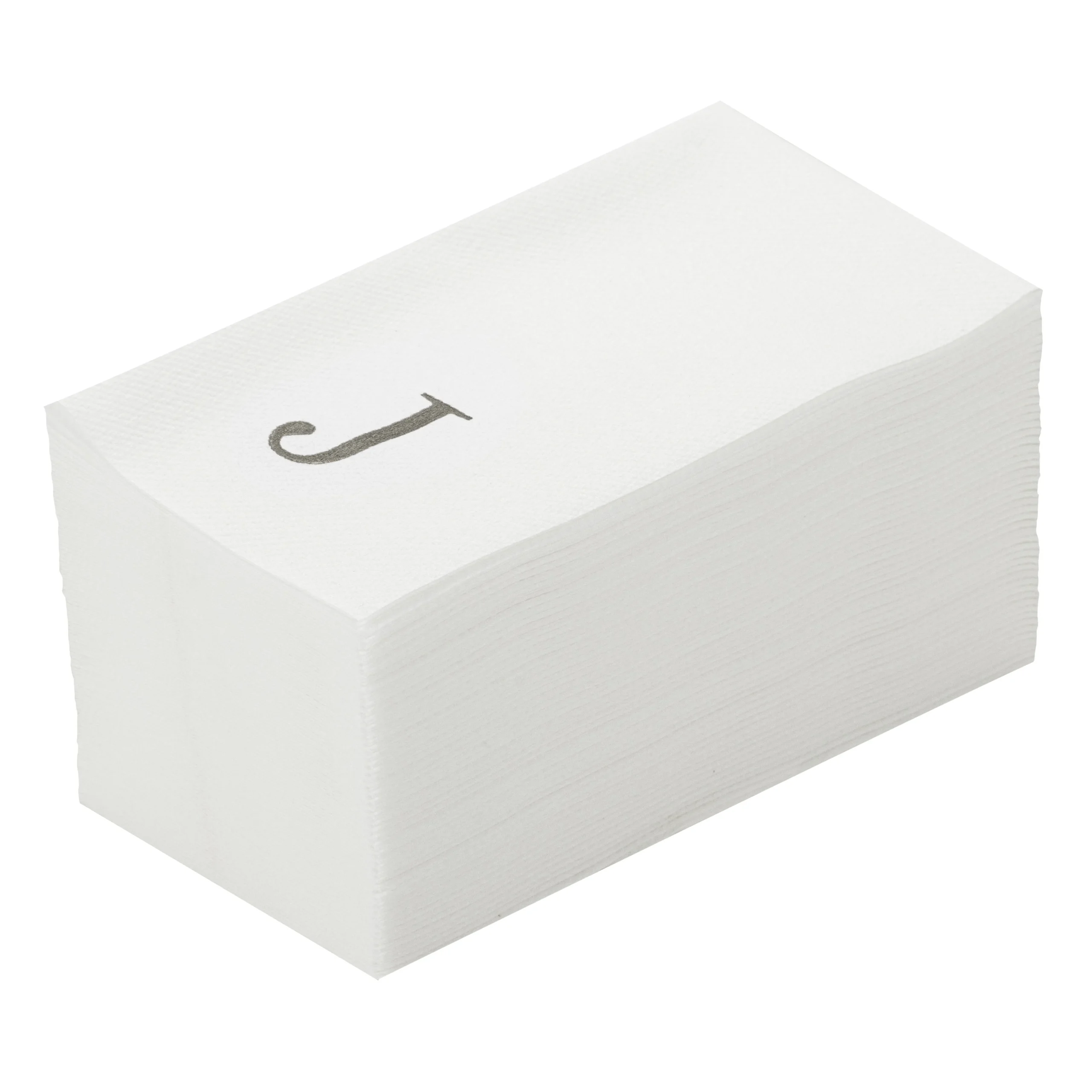 Towels, Guest, Luxenap, Linen-Like, White, with Silver Sans Serif Letter J, Air Laid, 15.75 x 8 Inch,50 - 1 EACH