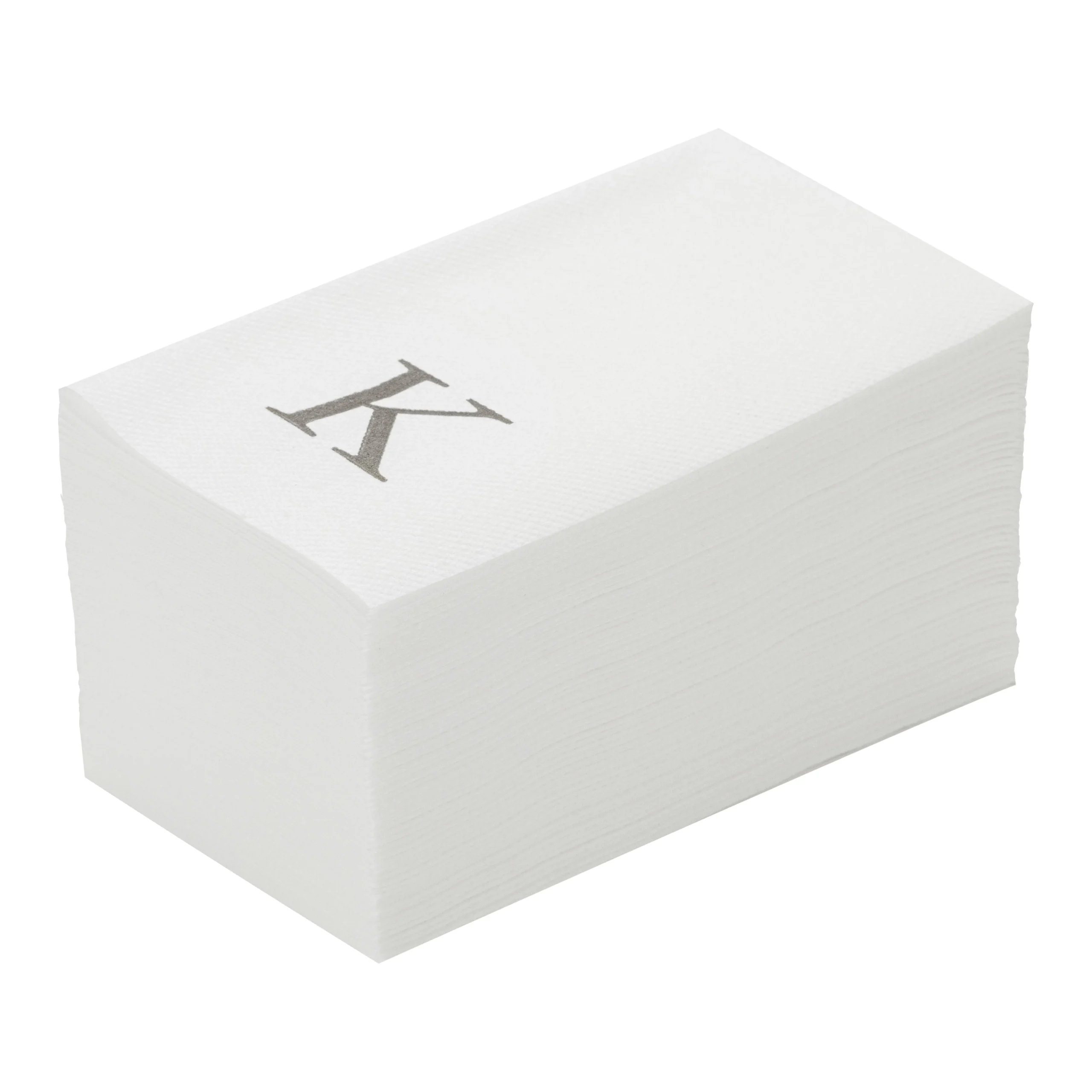 Towels, Guest, Luxenap, Linen-Like, White, with Silver Sans Serif Letter K, Air Laid, 15.75 x 8 Inch,50 - 1 EACH
