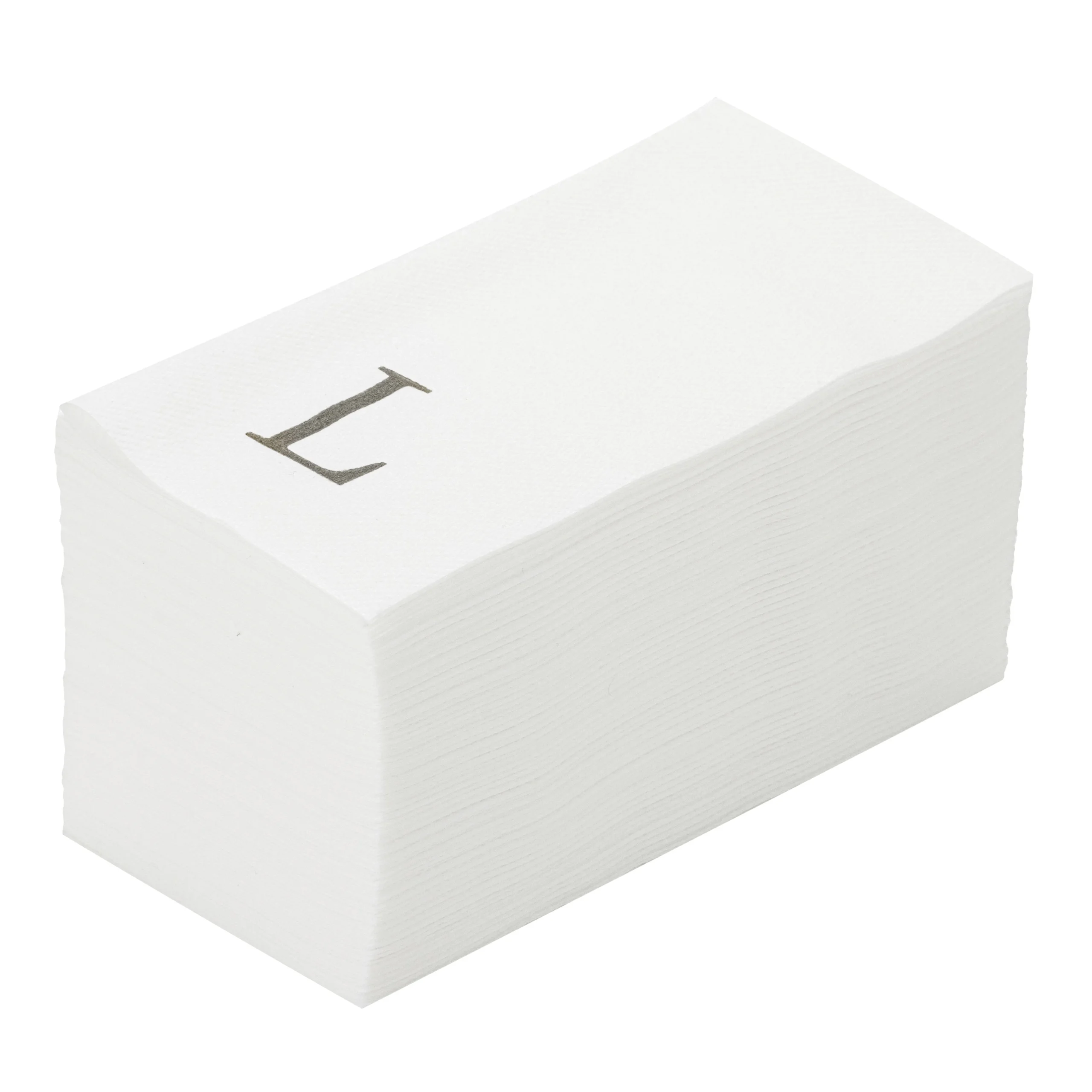 Towels, Guest, Luxenap, Linen-Like, White, with Silver Sans Serif Letter L, Air Laid, 15.75 x 8 Inch,50 - 1 EACH