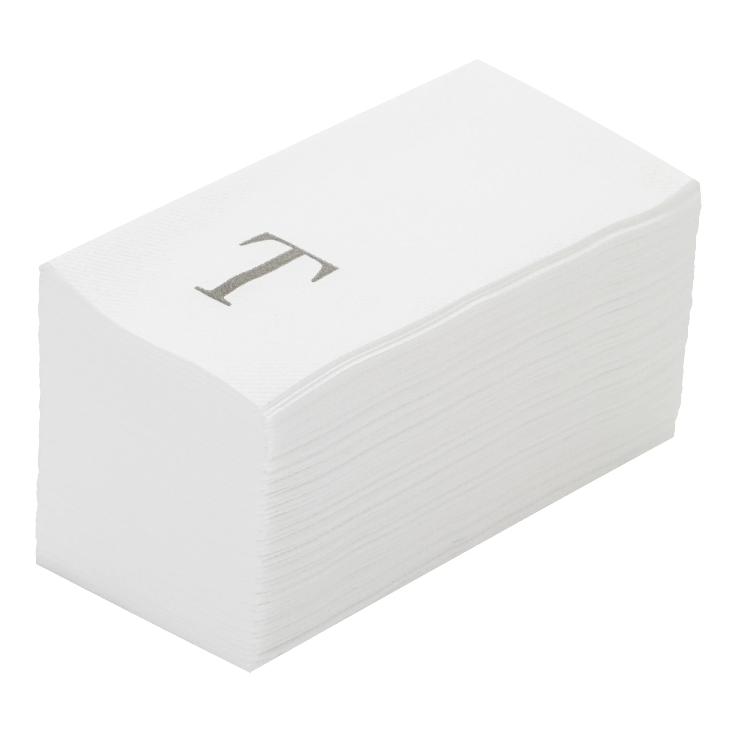 Towels, Guest, Luxenap, Linen-Like, White, with Silver Sans Serif Letter T, Air Laid, 15.75 x 8 Inch,50 - 1 EACH