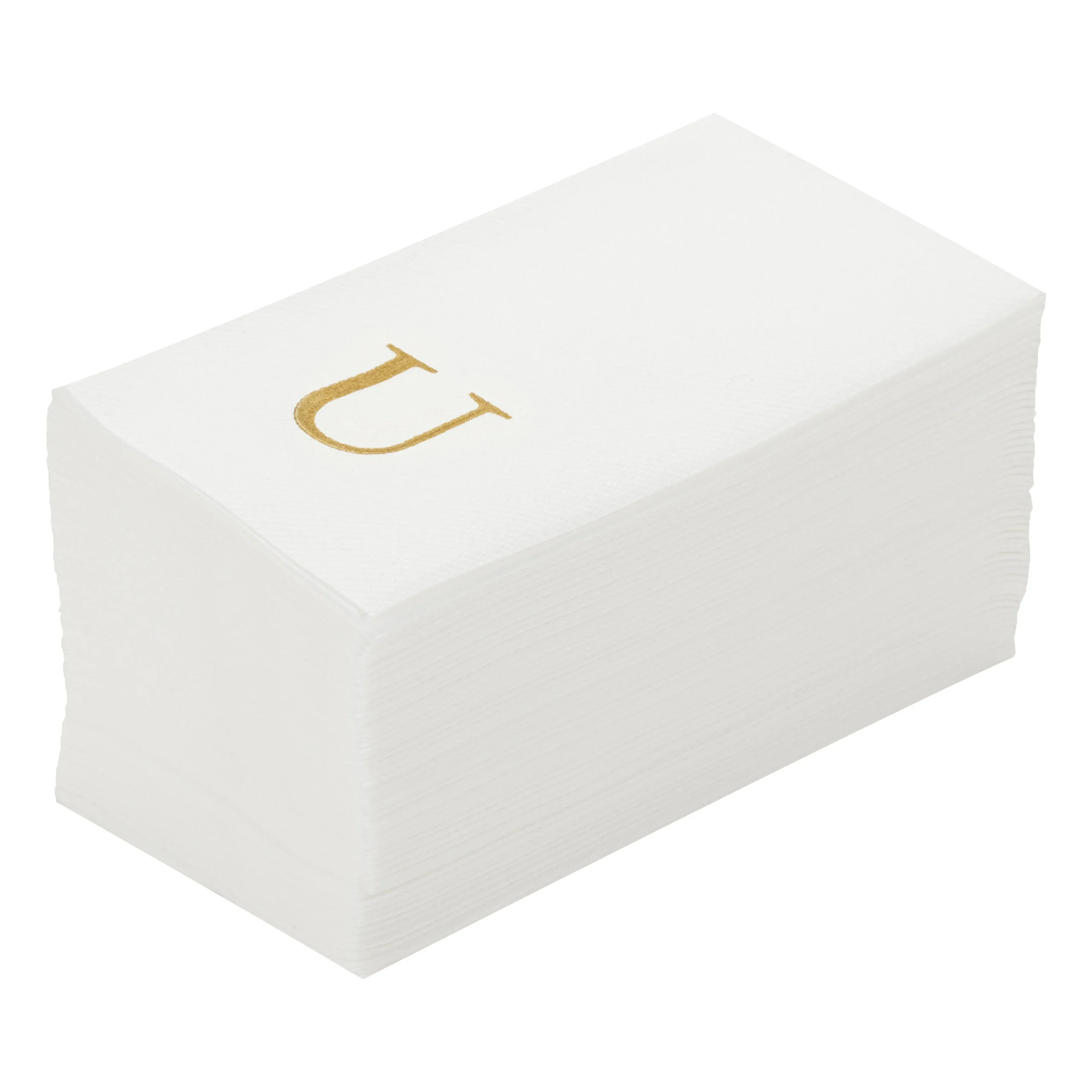 Towels, Guest, Luxenap, Linen-Like, White, with Gold Sans Serif Letter U, Air Laid, 15.75 x 8 Inch,50 - 1 EACH