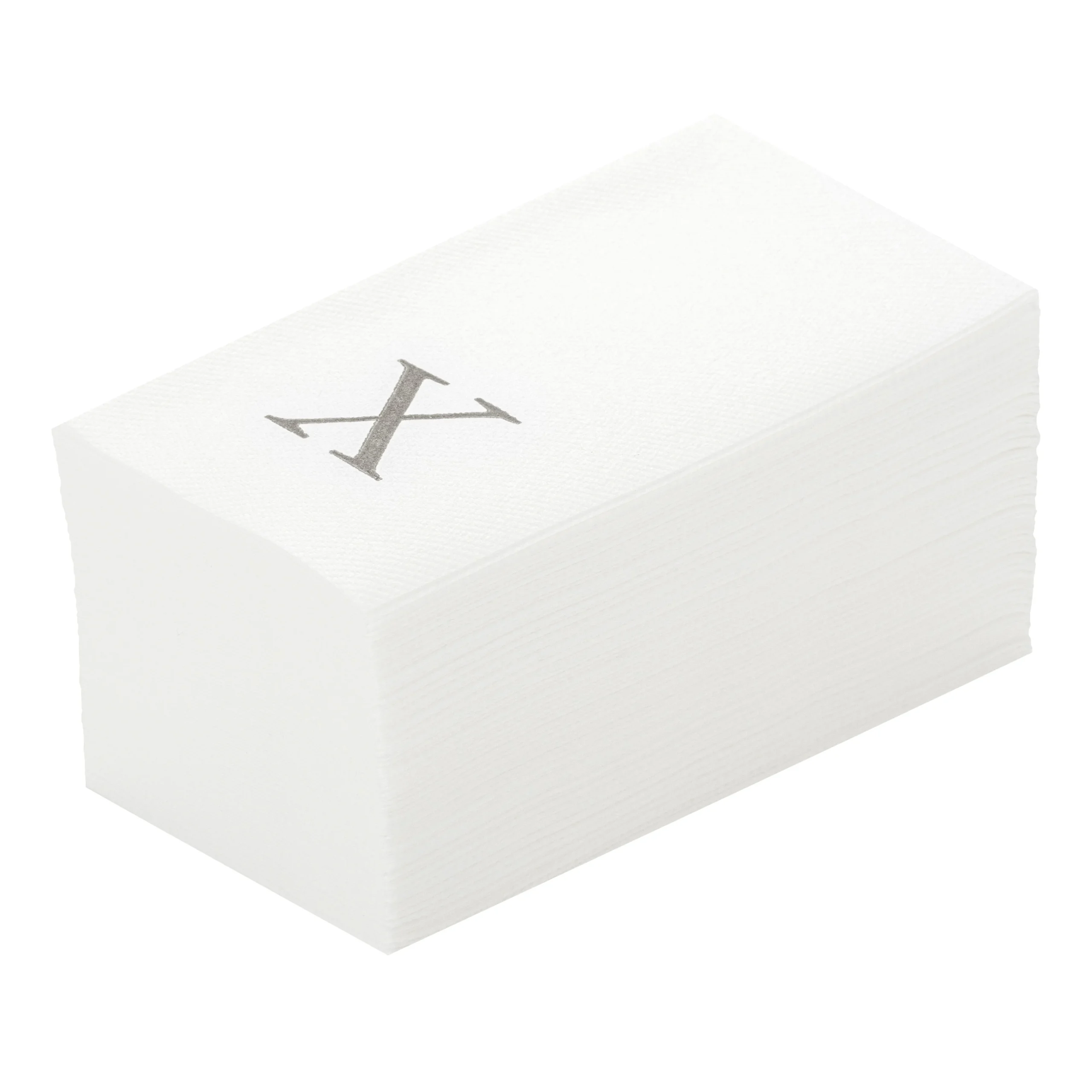 Towels, Guest, Luxenap, Linen-Like, White, with Silver Sans Serif Letter X, Air Laid, 15.75 x 8 Inch,50 - 1 EACH