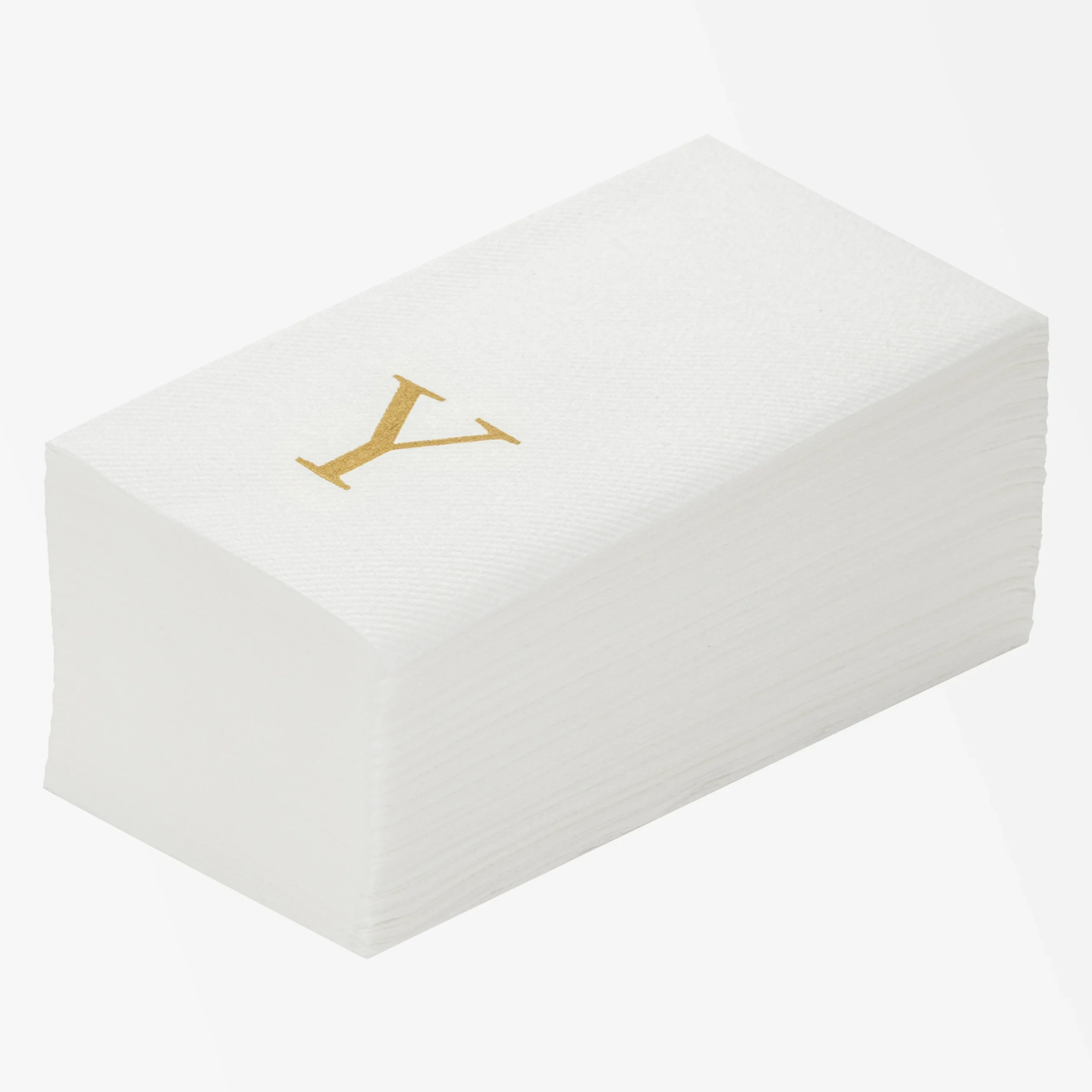 Towels, Guest, Luxenap, Linen-Like, White, with Gold Sans Serif Letter Y, Air Laid, 15.75 x 8 Inch,50 - 1 EACH