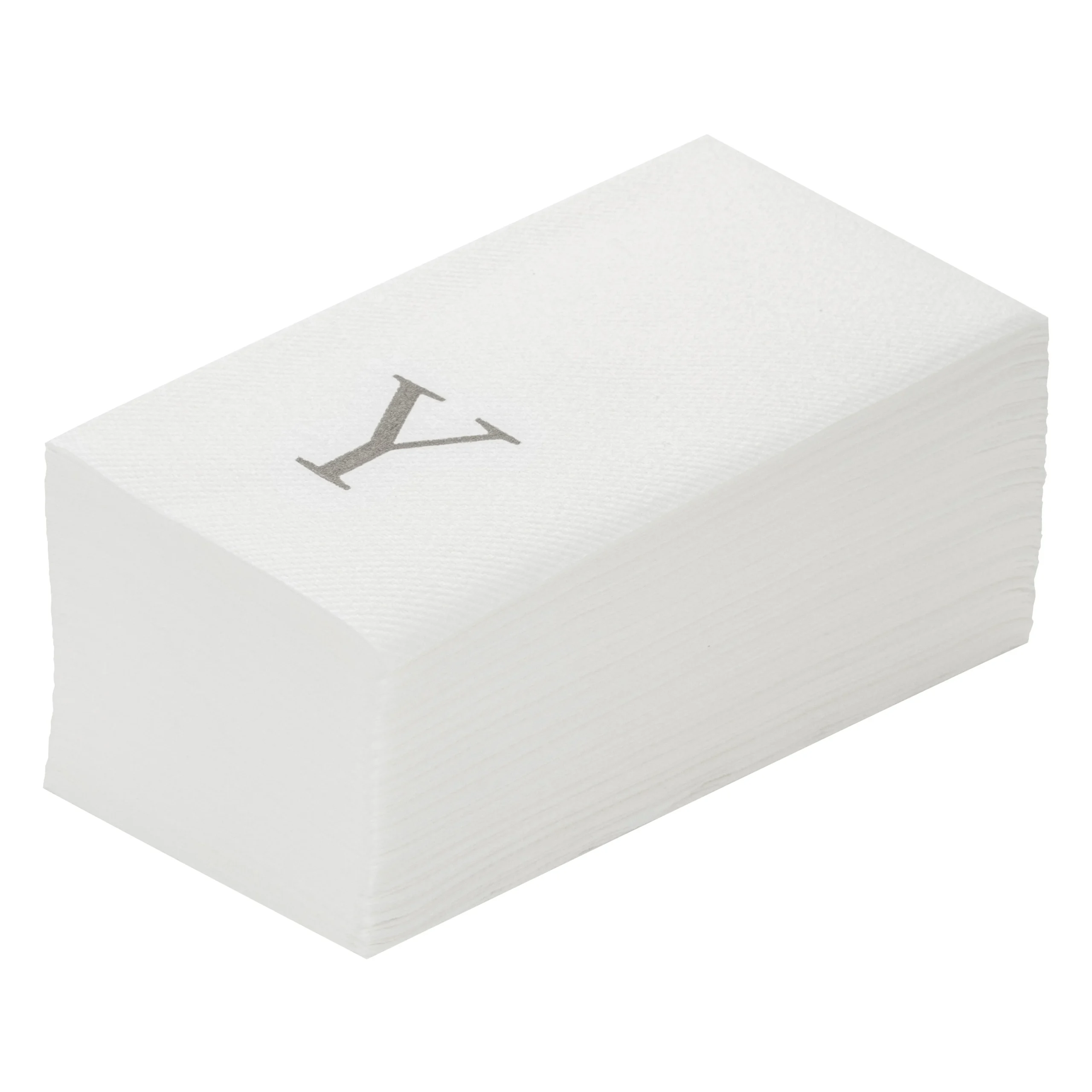 Towels, Guest, Luxenap, Linen-Like, White, with Silver Sans Serif Letter Y, Air Laid, 15.75 x 8 Inch,50 - 1 EACH