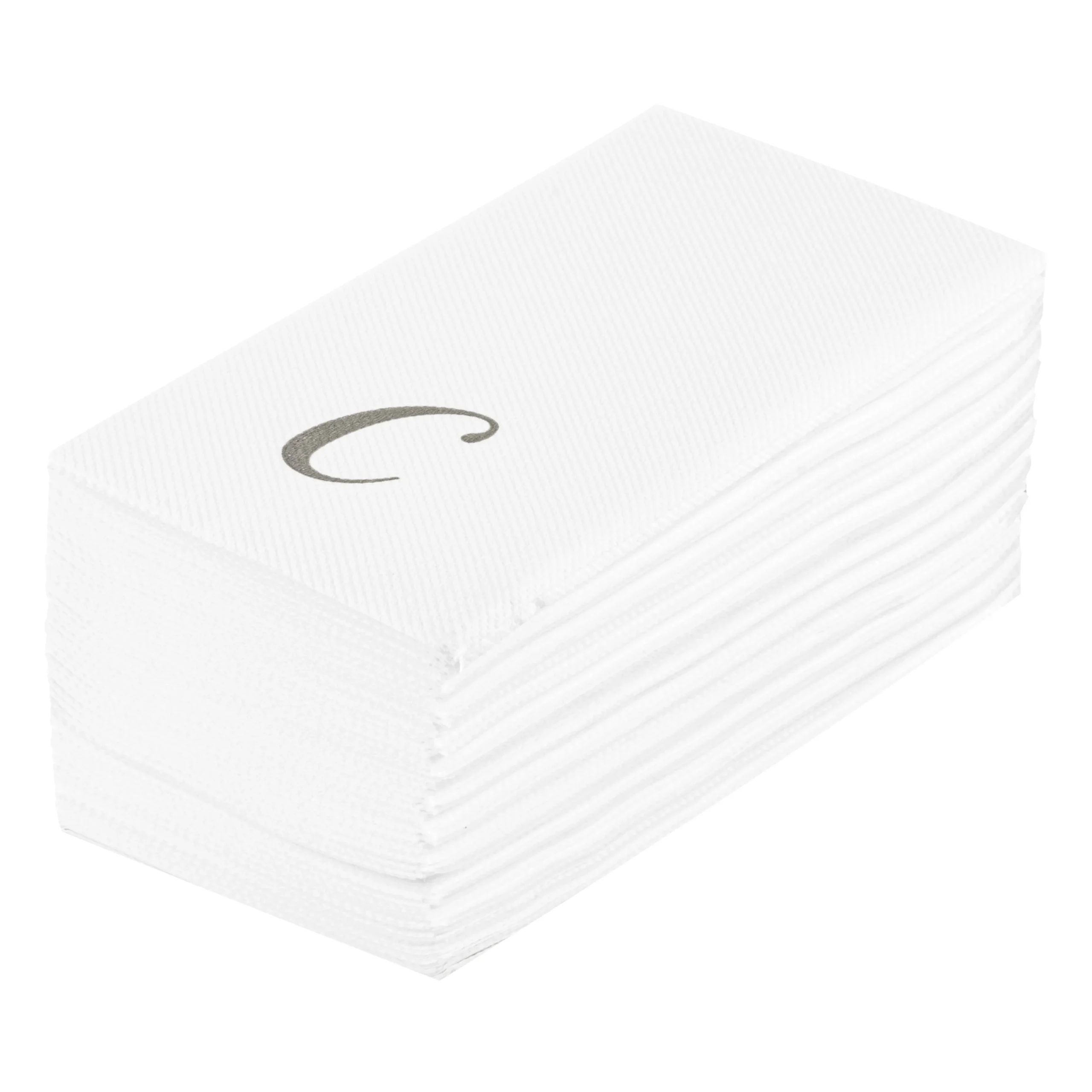 Towels, Guest, Luxenap, Linen-Like, White, with Silver Cursive Letter C, Air Laid, 15.75 x 8 Inch,50 - 1 EACH