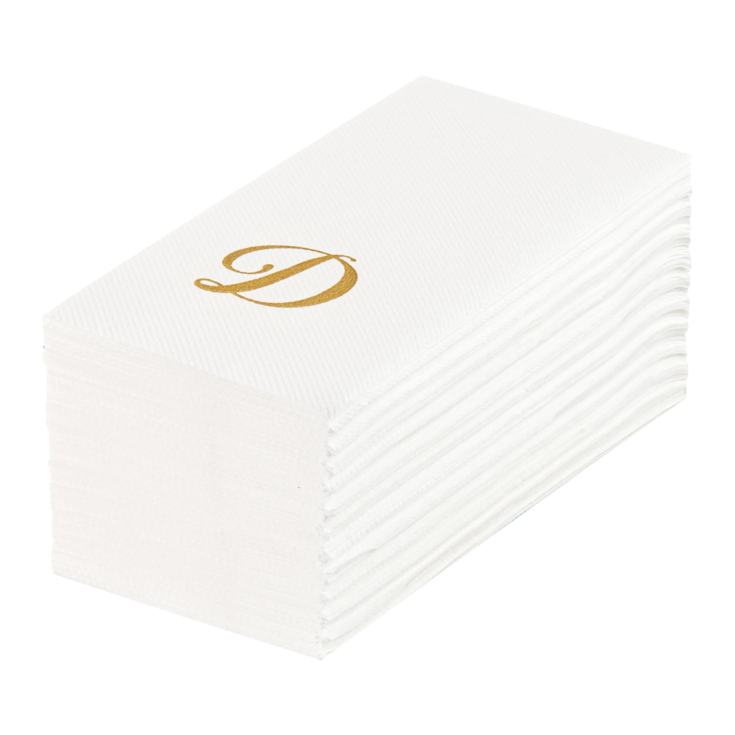 Towels, Guest, Luxenap, Linen-Like, White, with Gold Cursive Letter D, Air Laid, 15.75 x 8 Inch,50 - 1 EACH