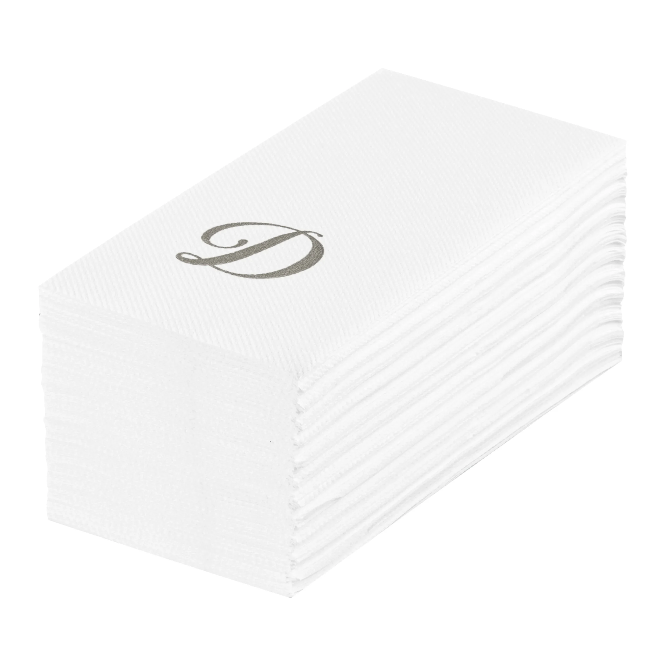 Towels, Guest, Luxenap, Linen-Like, White, with Silver Cursive Letter D, Air Laid, 15.75 x 8 Inch,50 - 1 EACH