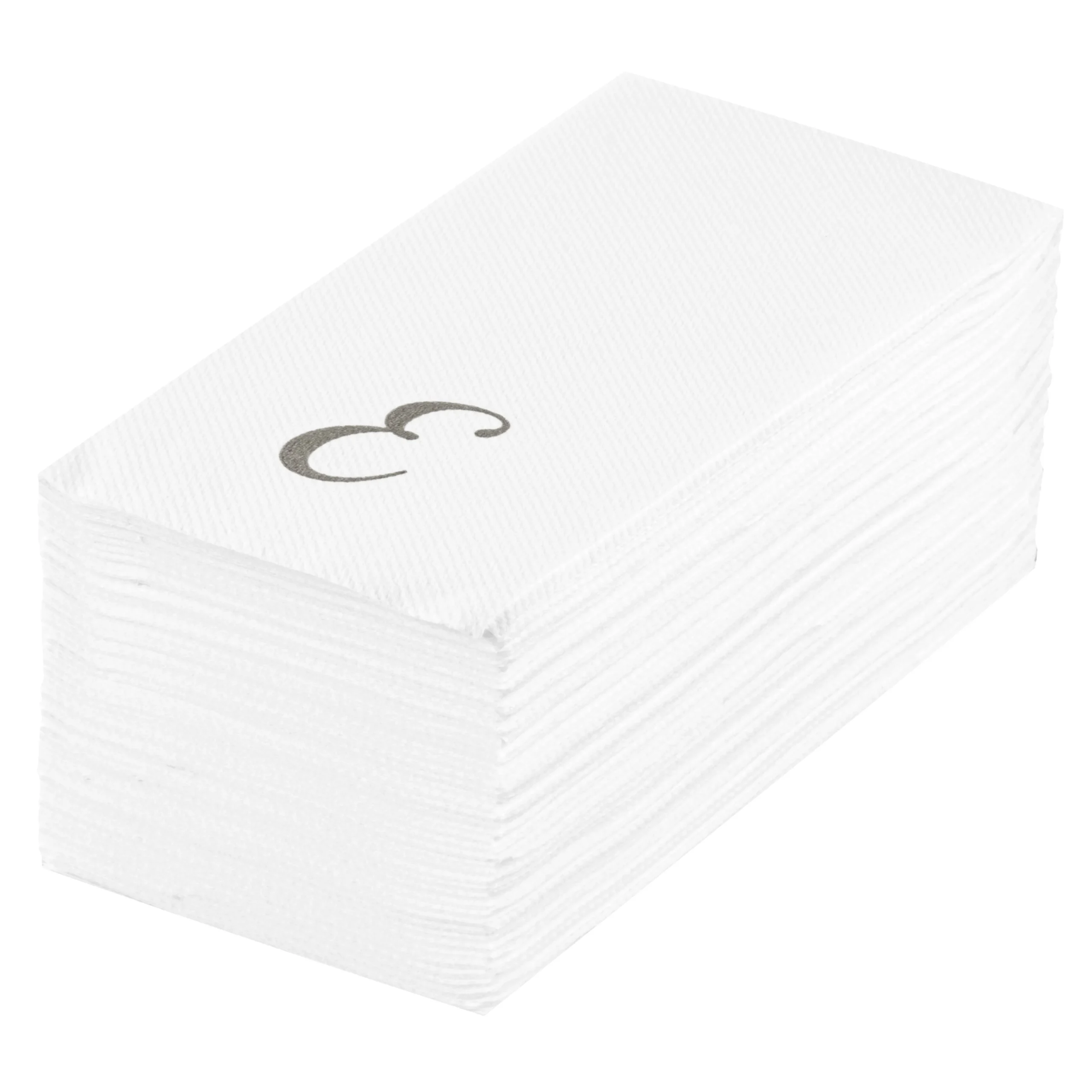 Towels, Guest, Luxenap, Linen-Like, White, with Silver Cursive Letter E, Air Laid, 15.75 x 8 Inch,50 - 1 EACH