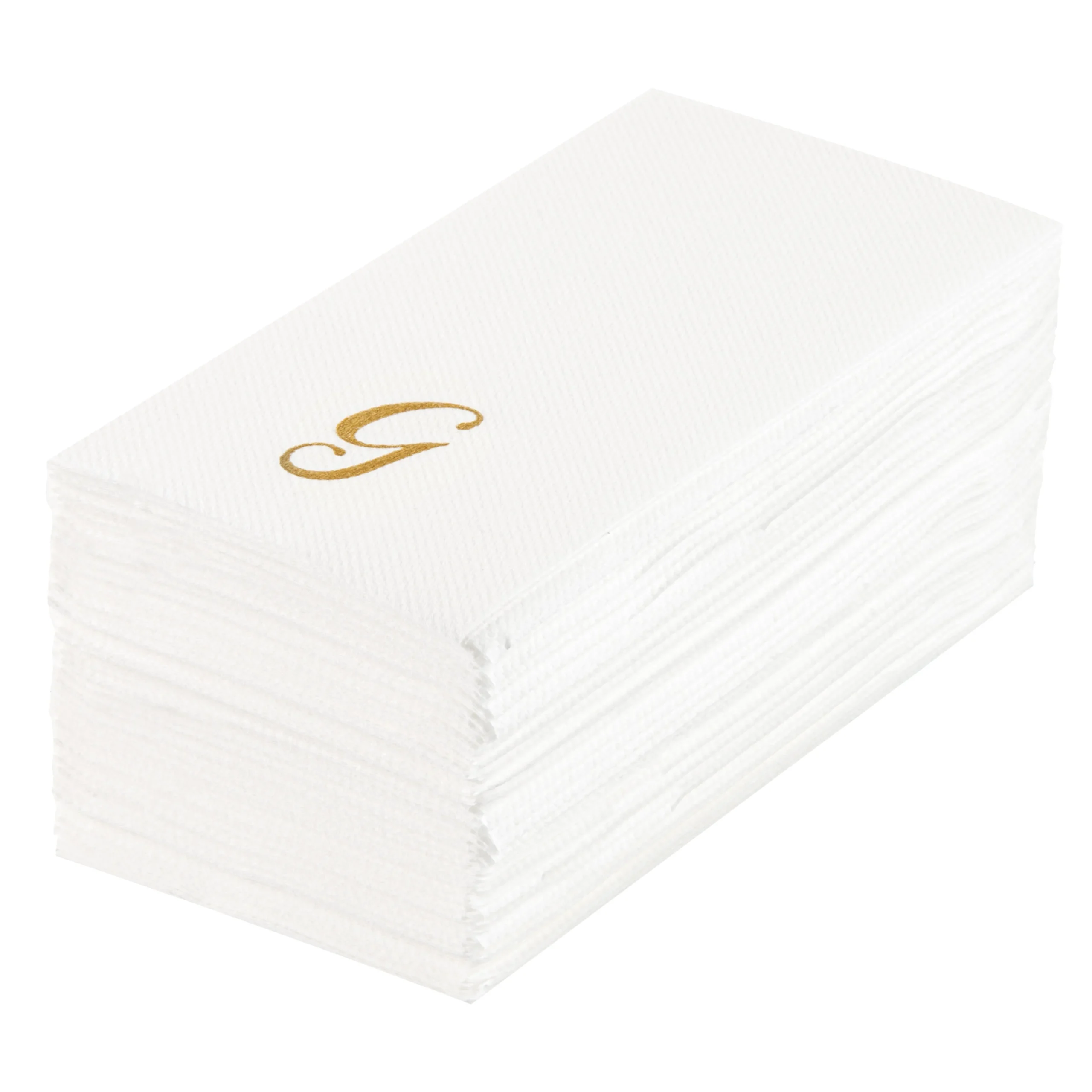 Towels, Guest, Luxenap, Linen-Like, White, with Gold Cursive Letter G, Air Laid, 15.75 x 8 Inch,50 - 1 EACH