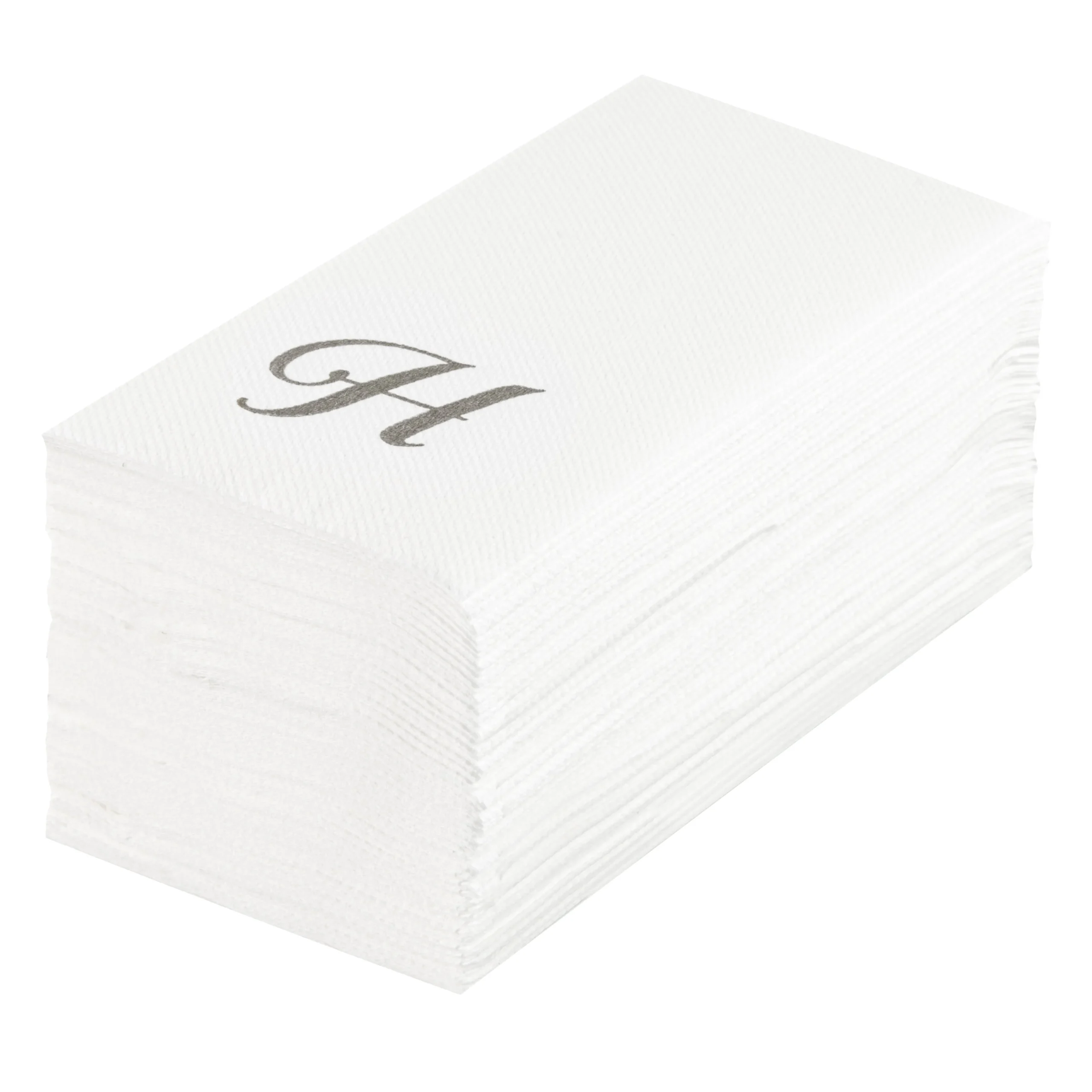 Towels, Guest, Luxenap, Linen-Like, White, with Silver Cursive Letter H, Air Laid, 15.75 x 8 Inch,50 - 1 EACH