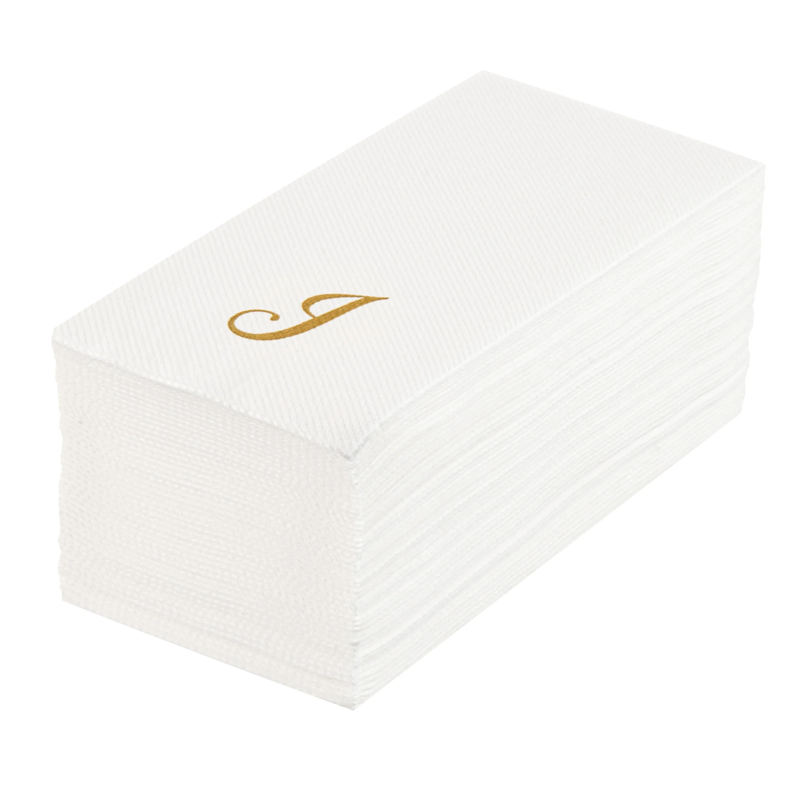Towels, Guest, Luxenap, Linen-Like, White, with Gold Cursive Letter J, Air Laid, 15.75 x 8 Inch,50 - 1 EACH