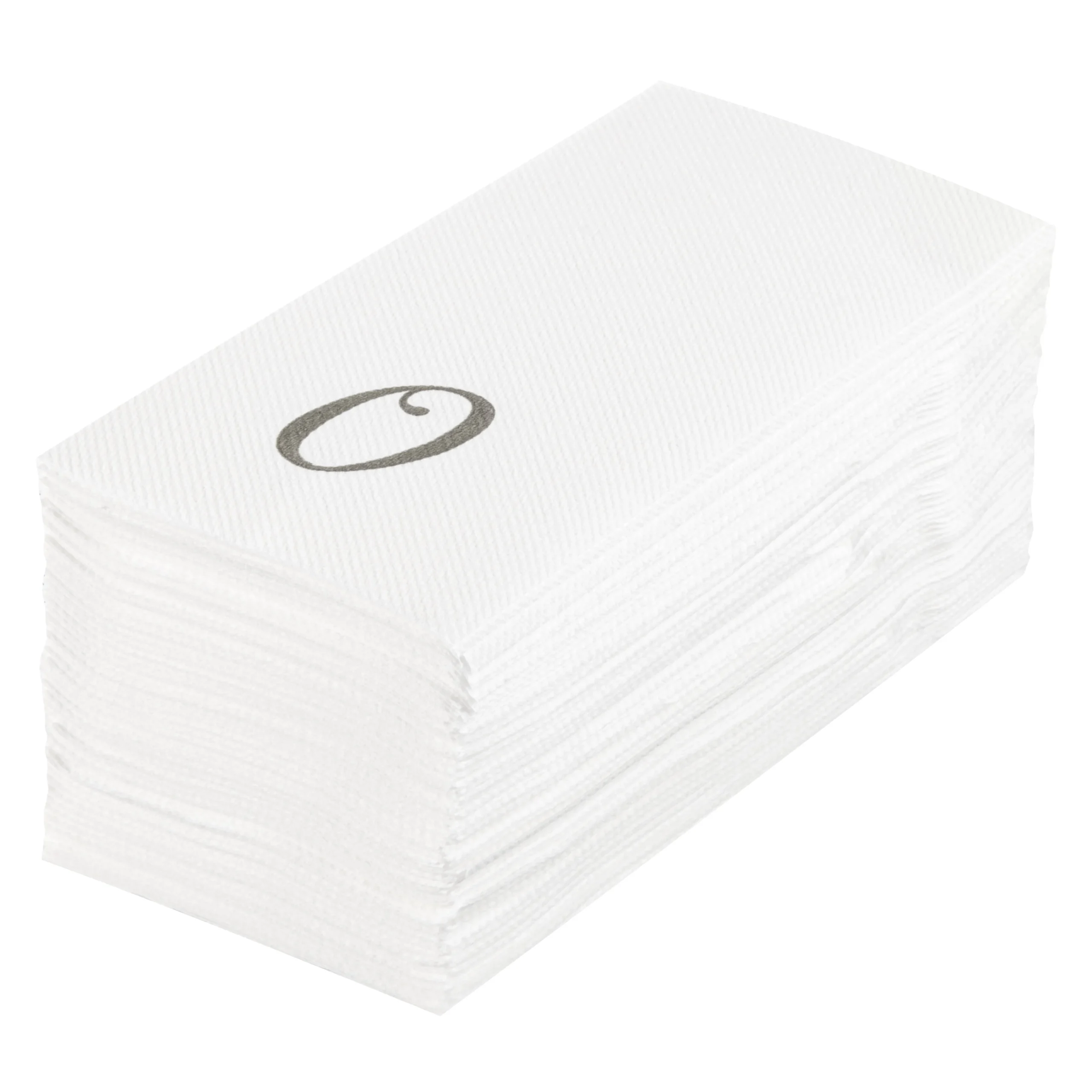 Towels, Guest, Luxenap, Linen-Like, White, with Silver Cursive Letter O, Air Laid, 15.75 x 8 Inch,50 - 1 EACH
